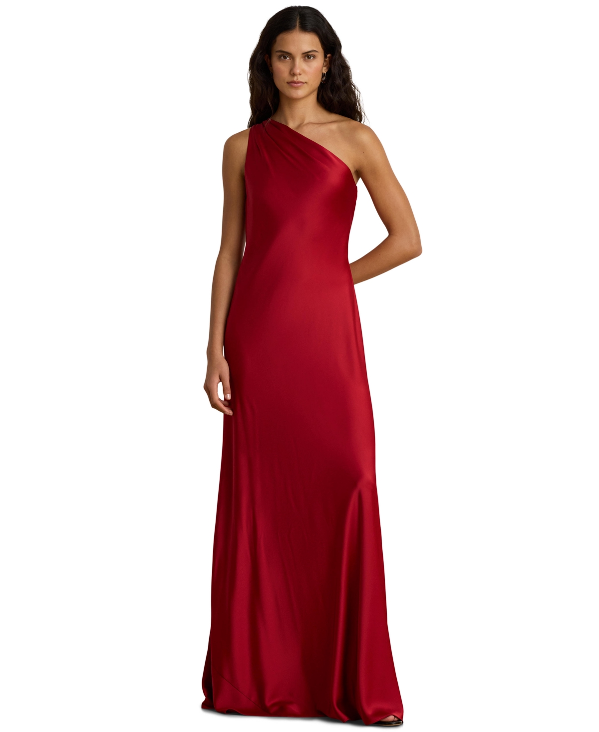 Lauren Ralph Women's One-Shoulder Satin Formal Gown