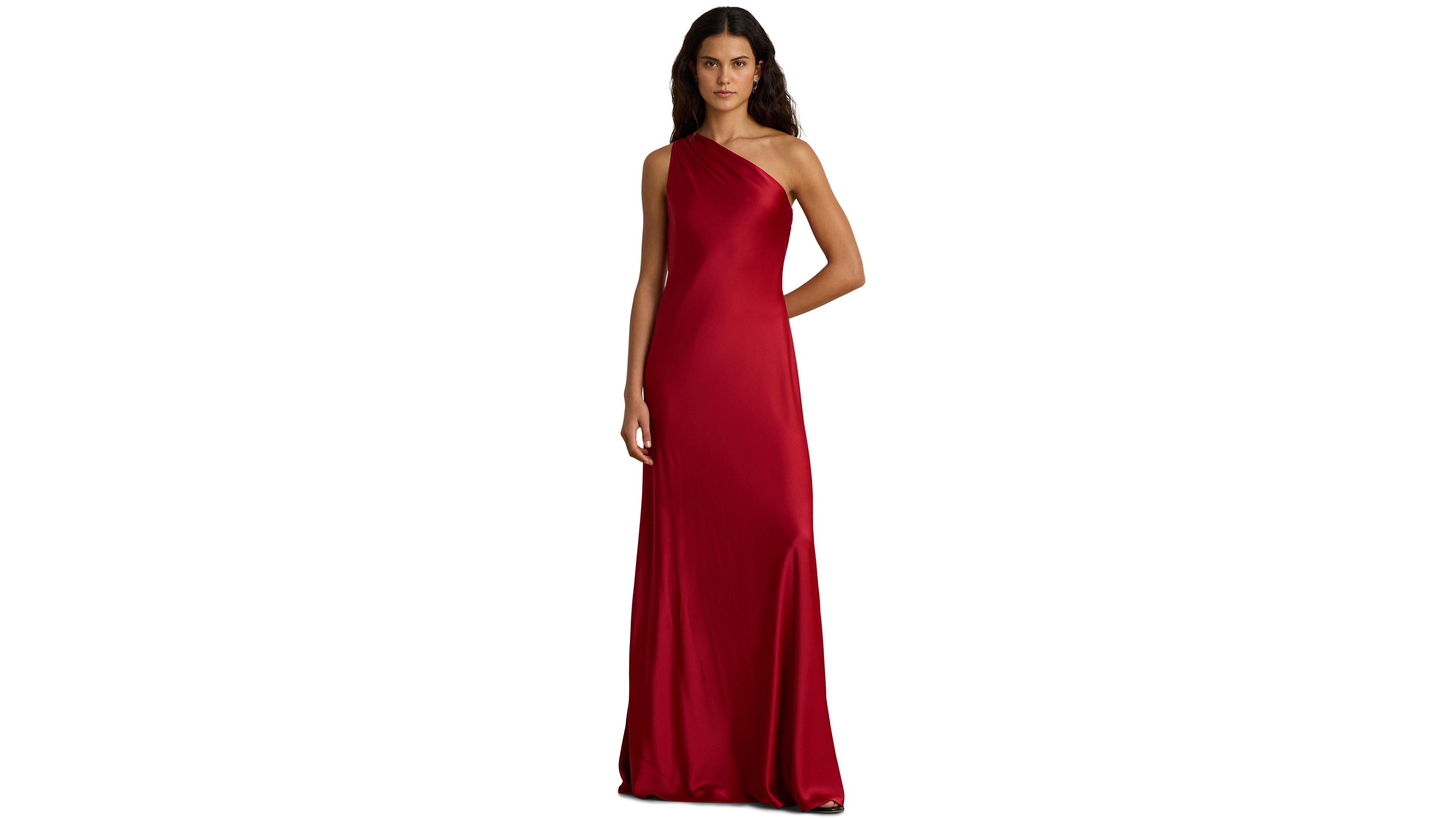 Lauren Ralph Women's One-Shoulder Satin Formal Gown