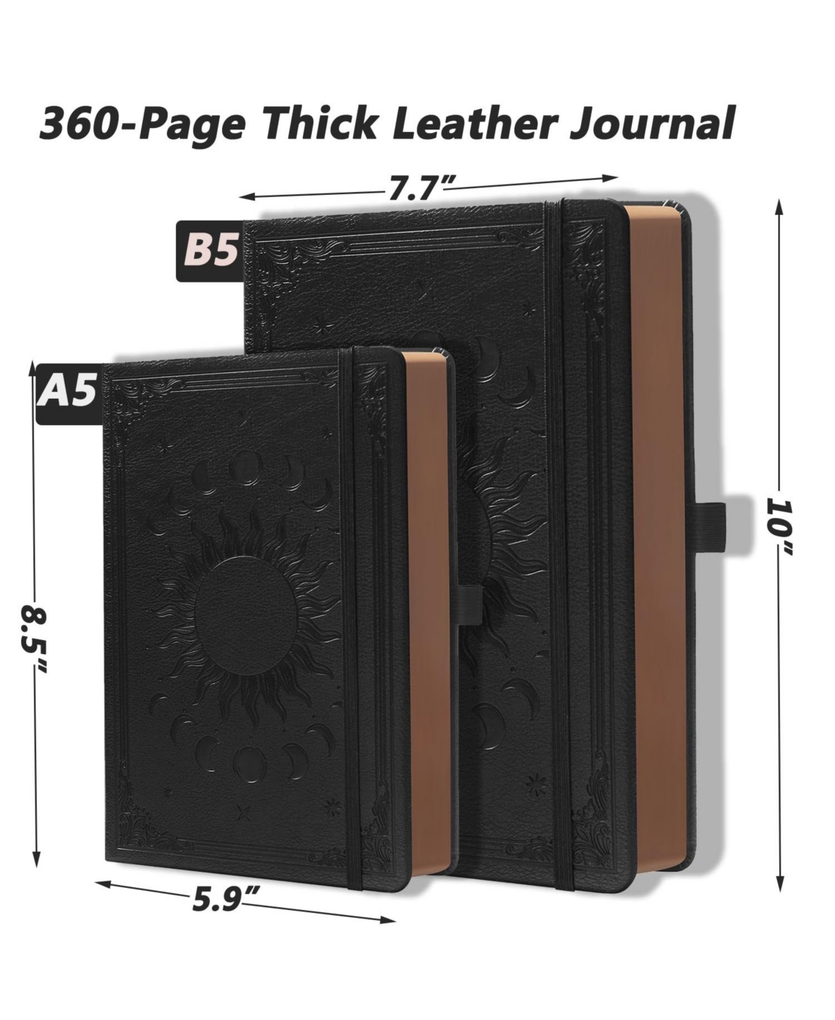 Danrong Lined Journal Sun Moon Design With Pen Holder Ribbon Bookmarks Pocket