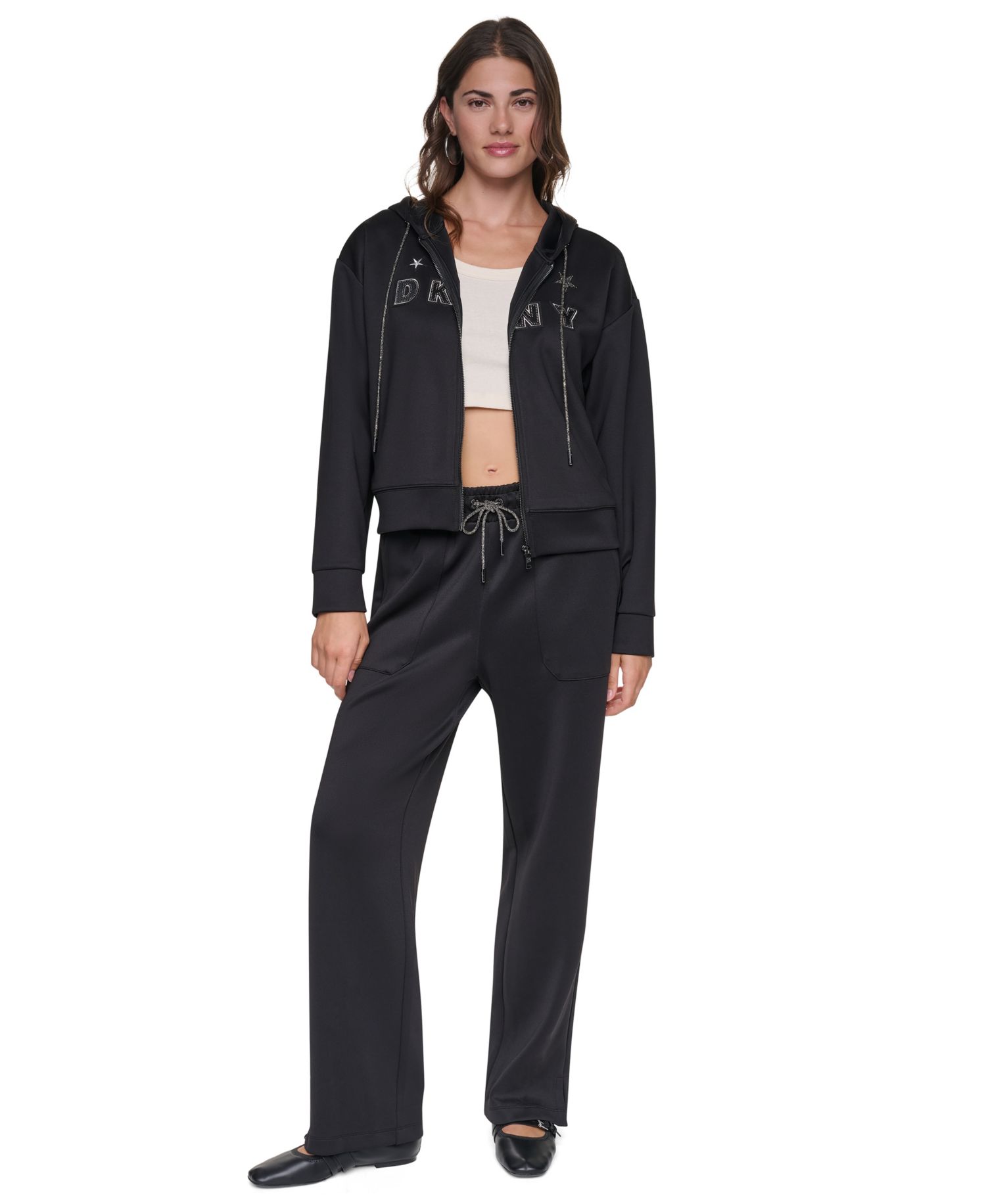 Women's Pins and Patches Full-Zip Hoodie Sweatshirt