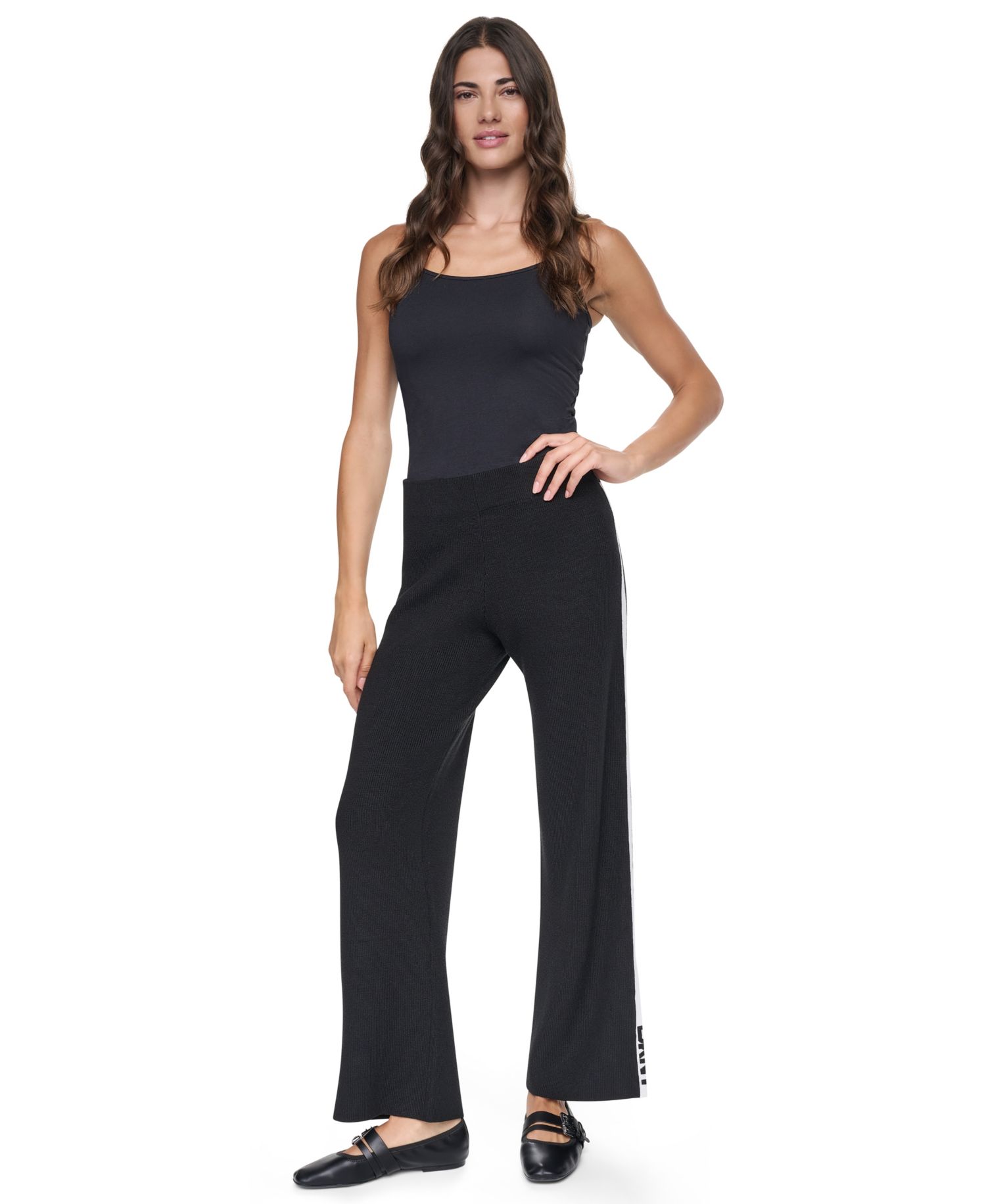 Women's Logo Stripe Wide-Leg Pull-On Sweater Pant