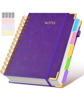 Spiral Notebook 5 Subject College Ruled 300 Pages With Dividers Tabs For Work School