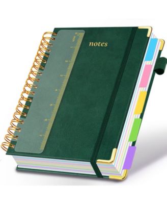 Hardcover Spiral Notebook 5 Subject College Ruled With Dividers Pen Loop