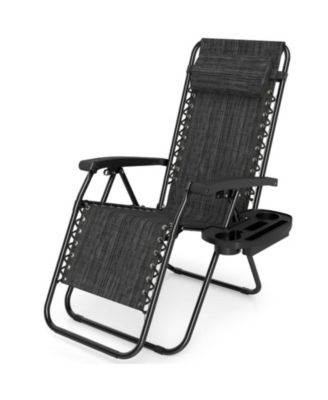 Portable Zero Gravity Recliner with Detachable Cup Holder Tray