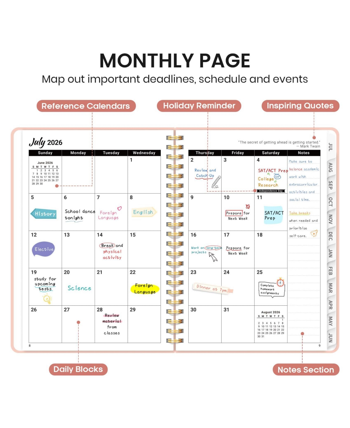 Danrong 3 Pack Academic Planner Monthly Weekly Hardcover Planning Book