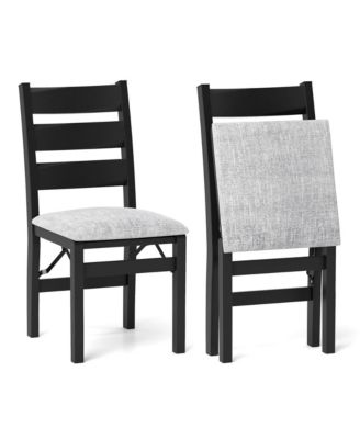 Folding Chairs Set of 2 Modern Upholstered Chairs with Comfy Backrest and Padded Seat