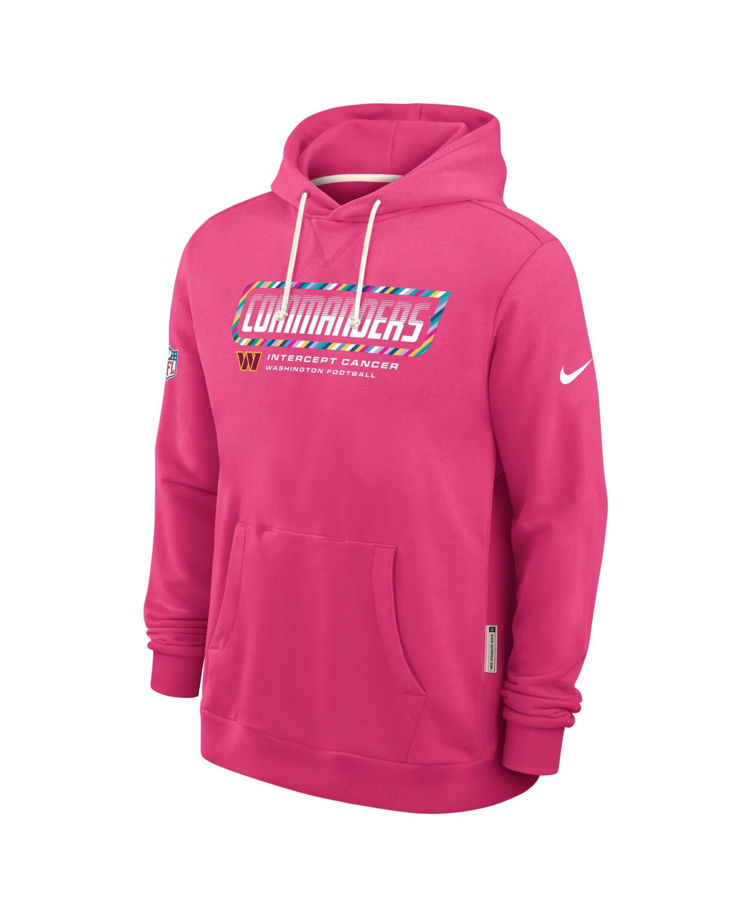 Men's Pink Washington Commanders 2026 NFL Cruical Catch Sideline Dri-Fit Pullover Hoodie