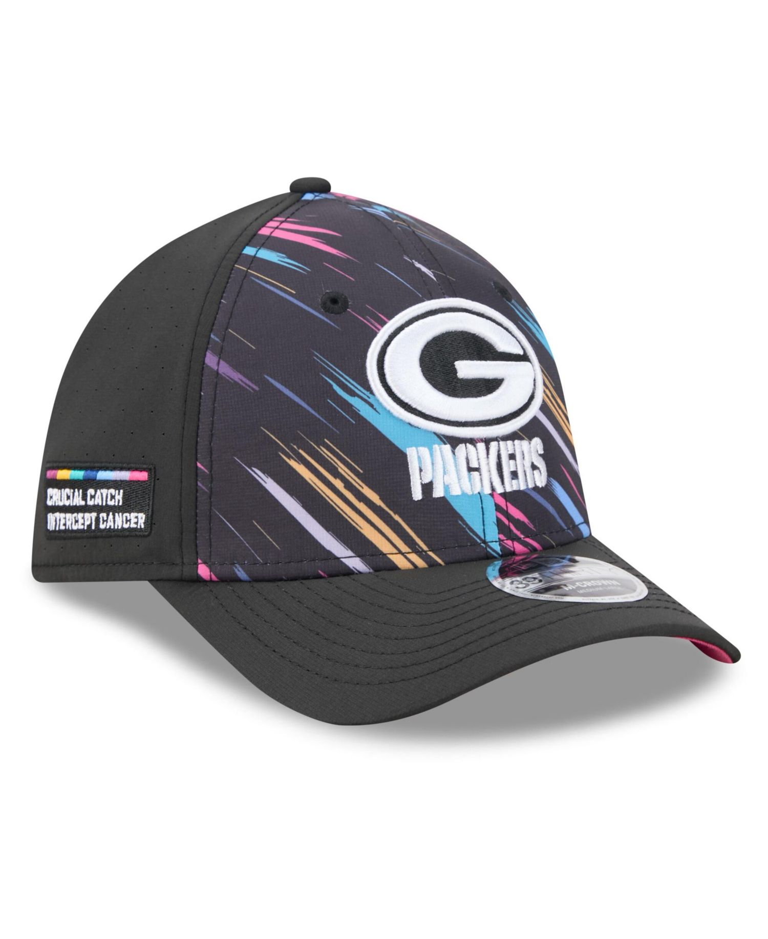 Men's Black Green Bay Packers 2026 NFL Cruical Catch 39THIRTY M-Crown Stretch Hat