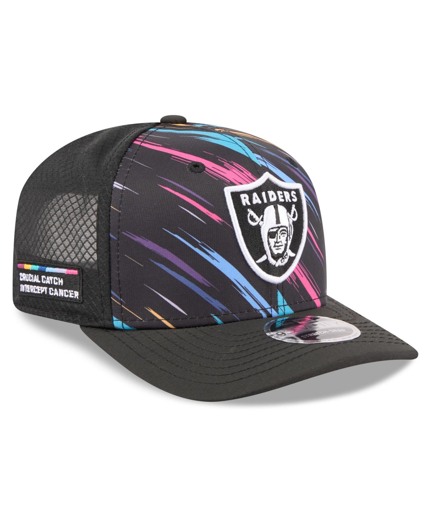 Men's Black Las Vegas Raiders 2026 NFL Cruical Catch 9SEVENTY Adjustable Trucker Hat