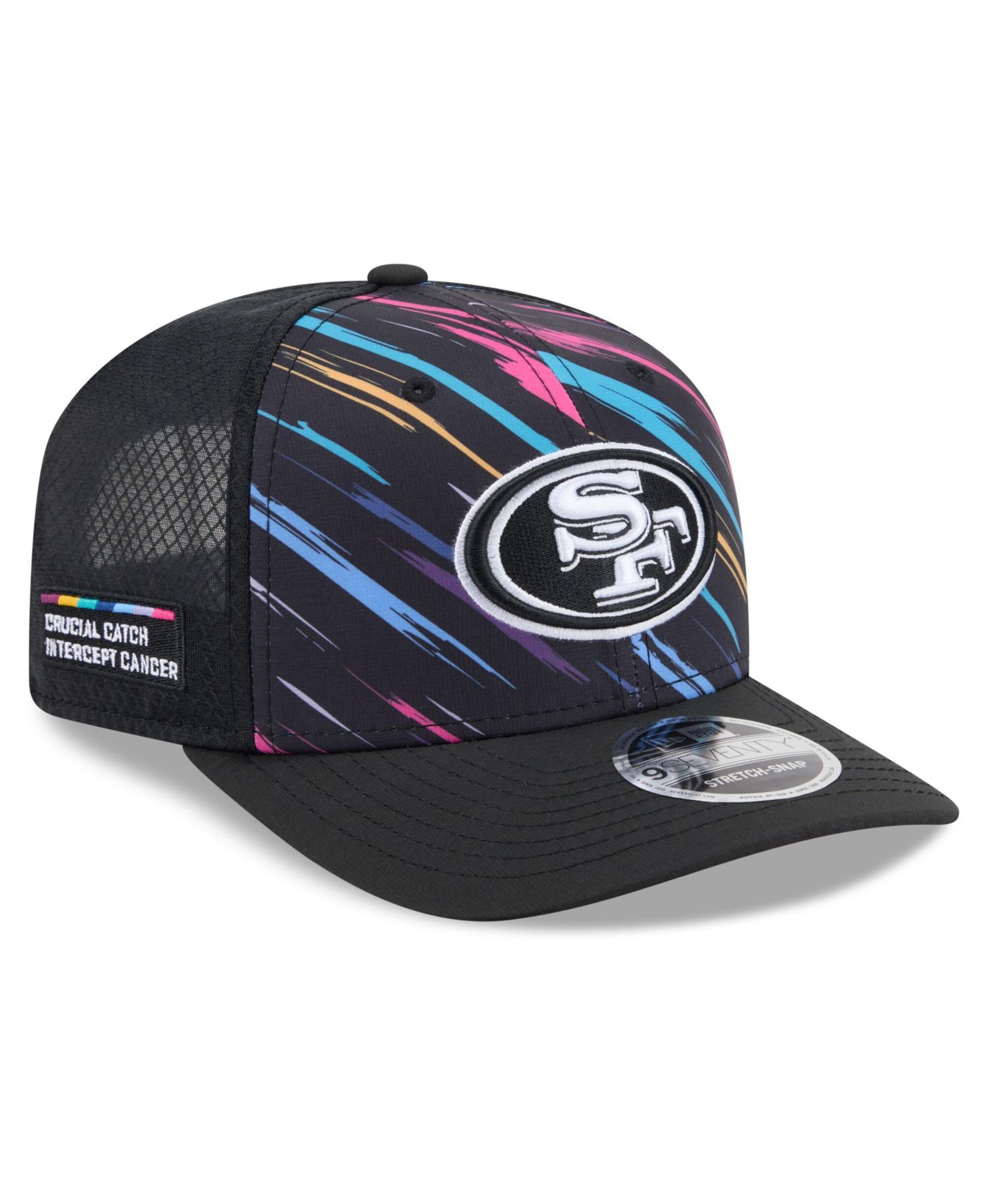 Men's Black San Francisco 49ers 2026 NFL Cruical Catch 9SEVENTY Adjustable Trucker Hat