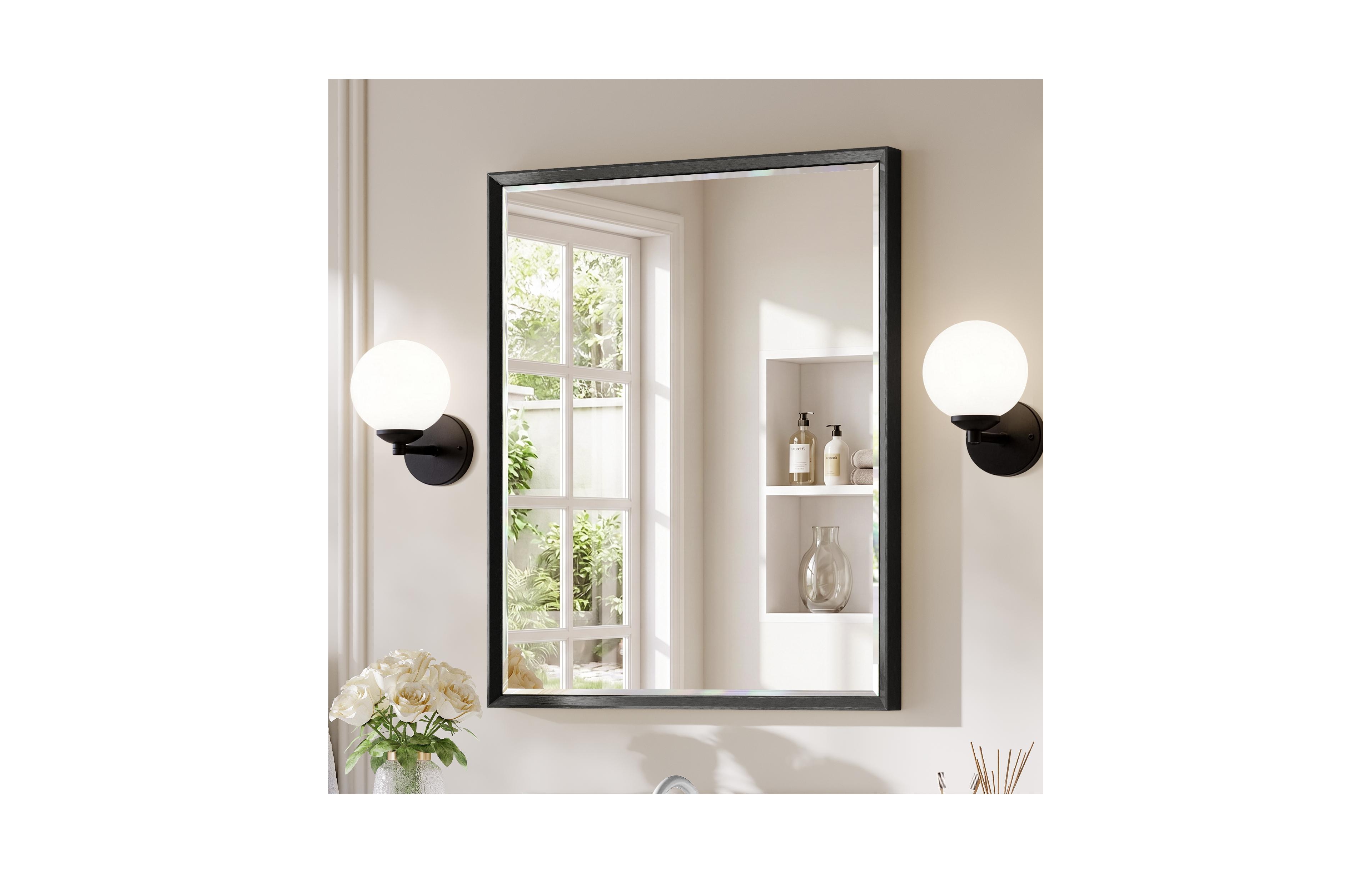 Sonkuki Bathroom Mirror for Over Sink with Anti-Rust Frame, Aluminum Double Beveled Frame and Tempered Glass Wall Restroom