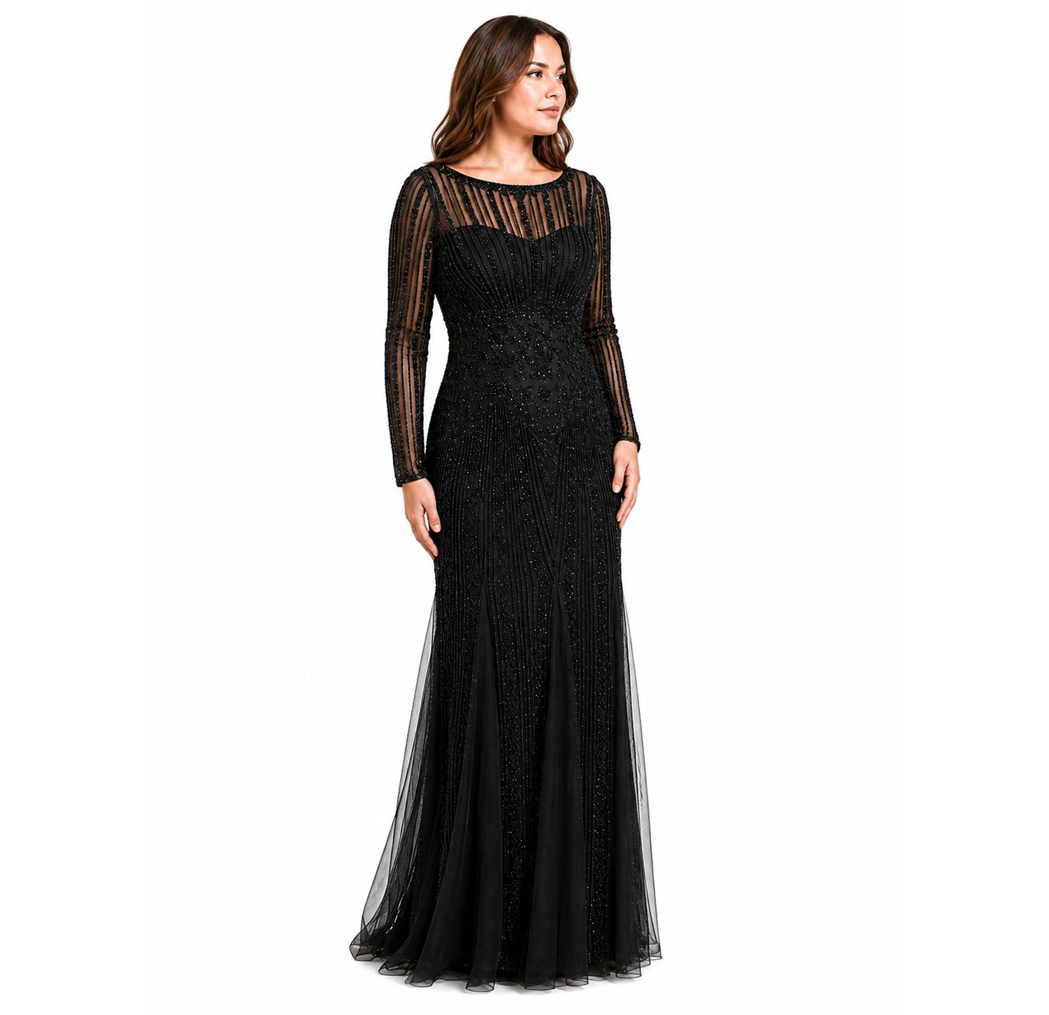 Women's High Neck Beaded Gown
