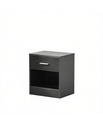 Wood Grain Side Table with Drawer And Storage Shelf for Living Room