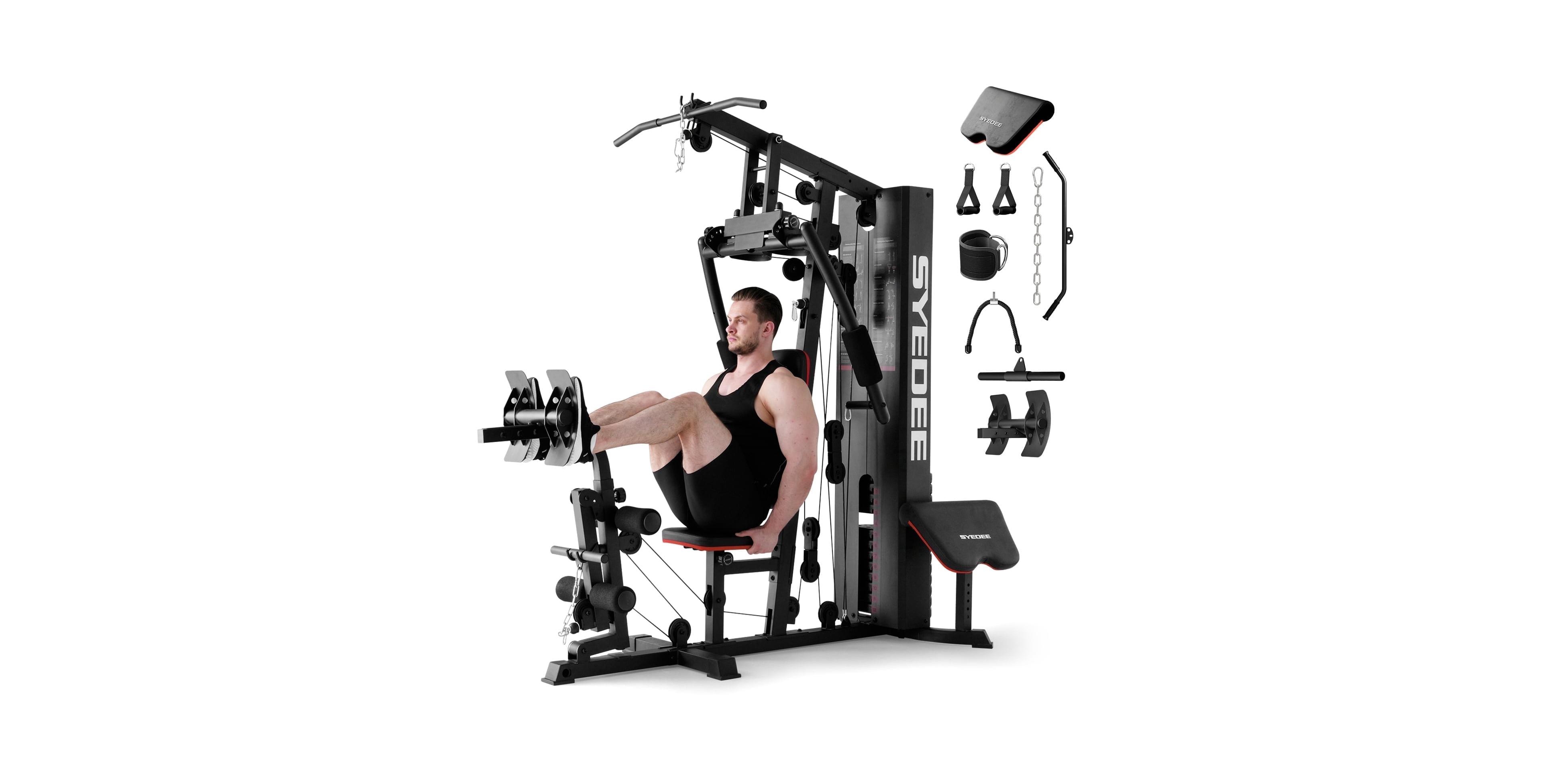 Mikolo Home Gym Station with 150LB Weight Stack, Multi-Function Exercise Equipment for Full Body Training