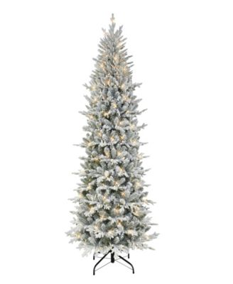 7.5' Pre-Lit Slim Flocked Northern Fir Christmas Tree