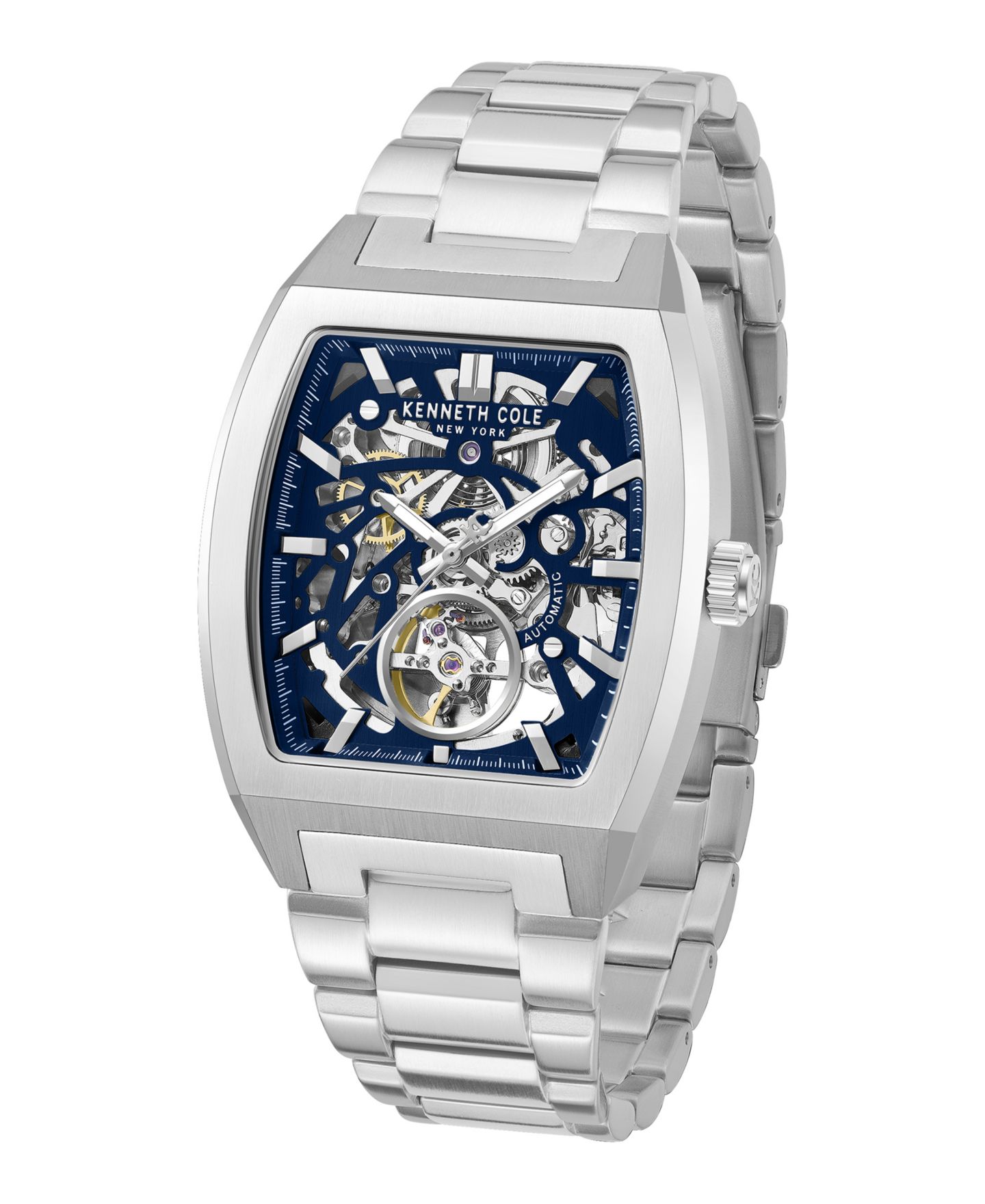 Мужские часы Kenneth Cole New York Automatic Skeleton Milford Silver-Tone Stainless Steel 40x52.5mm — фото 4