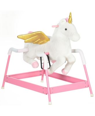 12V Kids Electric Ride-On Horse with Sounds, Carrot Toy, Comb, Foot Pedal, Seat Storage, and Battery Power for Ages 1.5-3, Brown