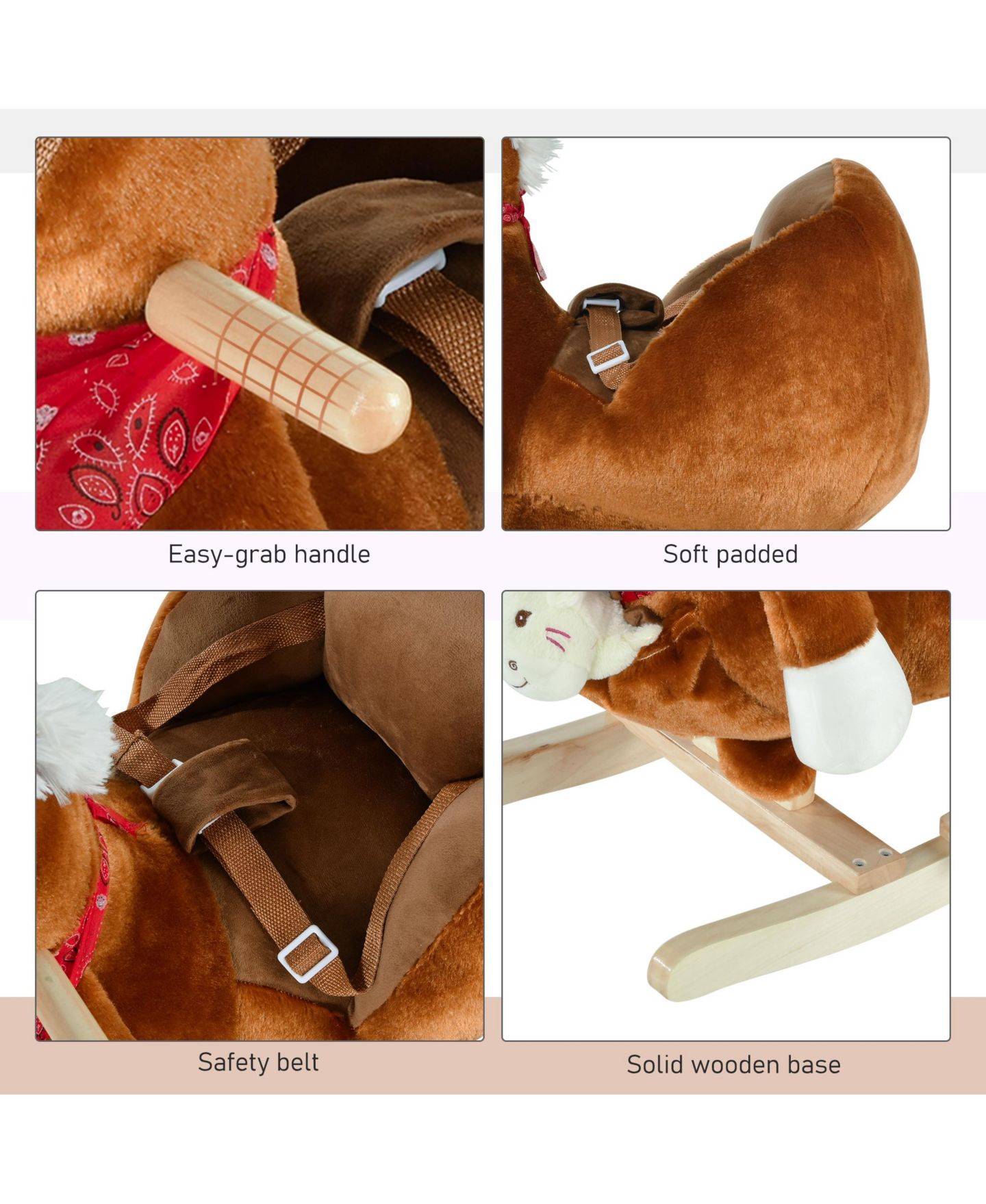 Детская игрушка Glintex 12V Electric Ride-On Rocking Horse with Sounds, Ages 1.5-3, цвет: Коричневый — фото 6