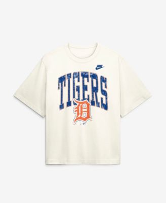Women's  Cream Detroit Tigers Arched Distressed Boxy T-Shirt