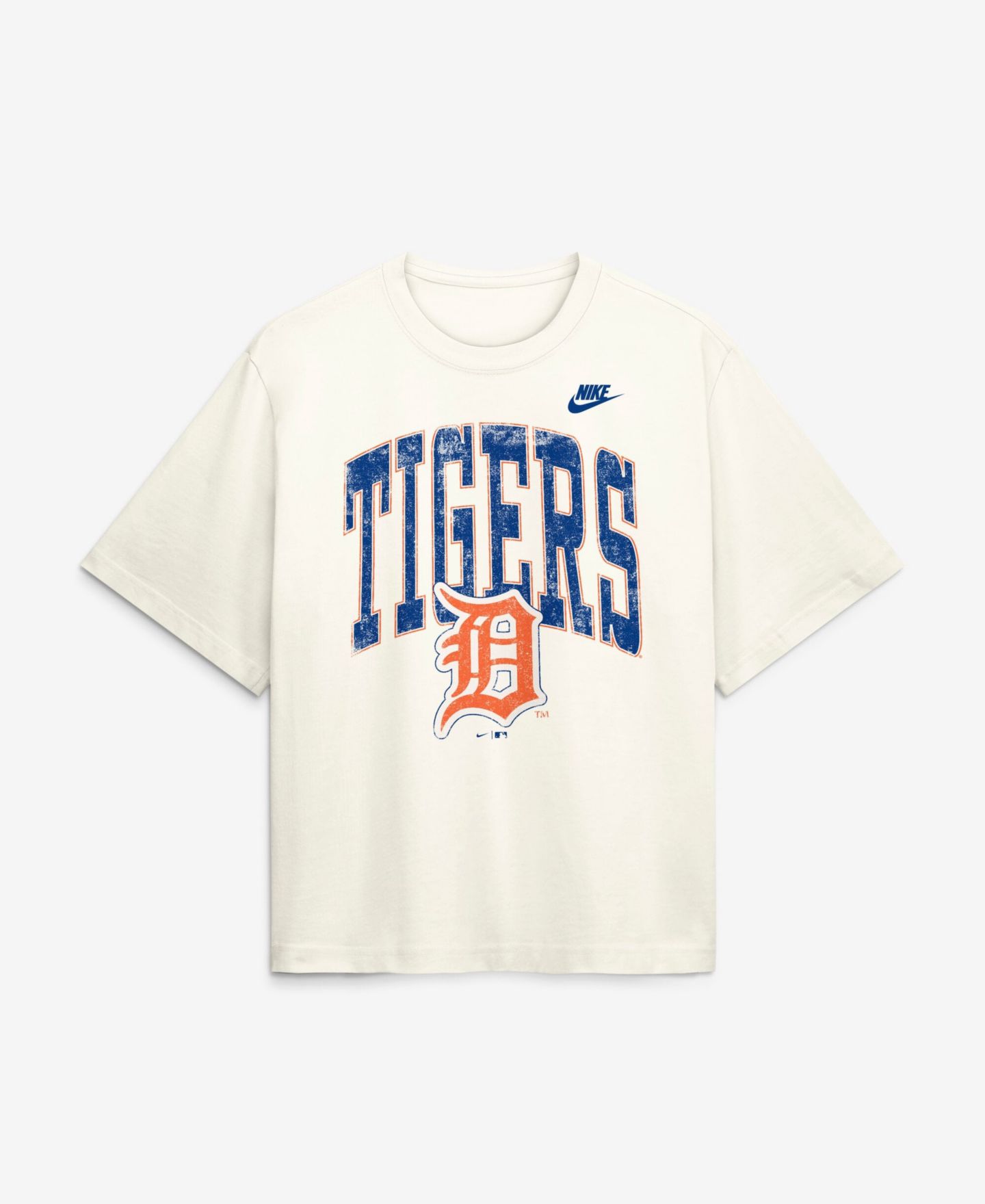 Женская футболка Nike Cream Detroit Tigers Arched Distressed Boxy — фото 1
