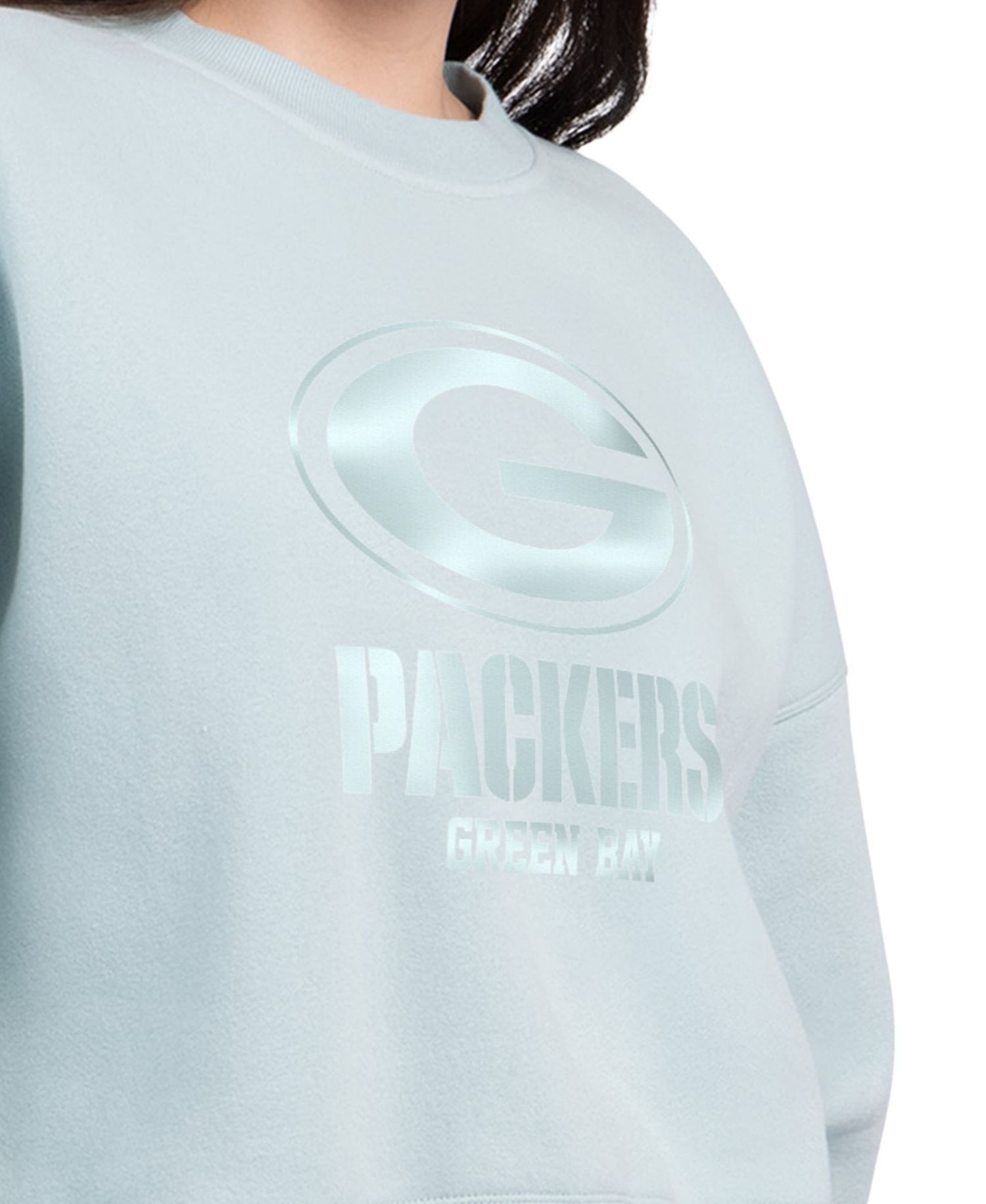 Women's Mint Green Bay Packers Travel Pastels Boxy Fleece Sweatshirt