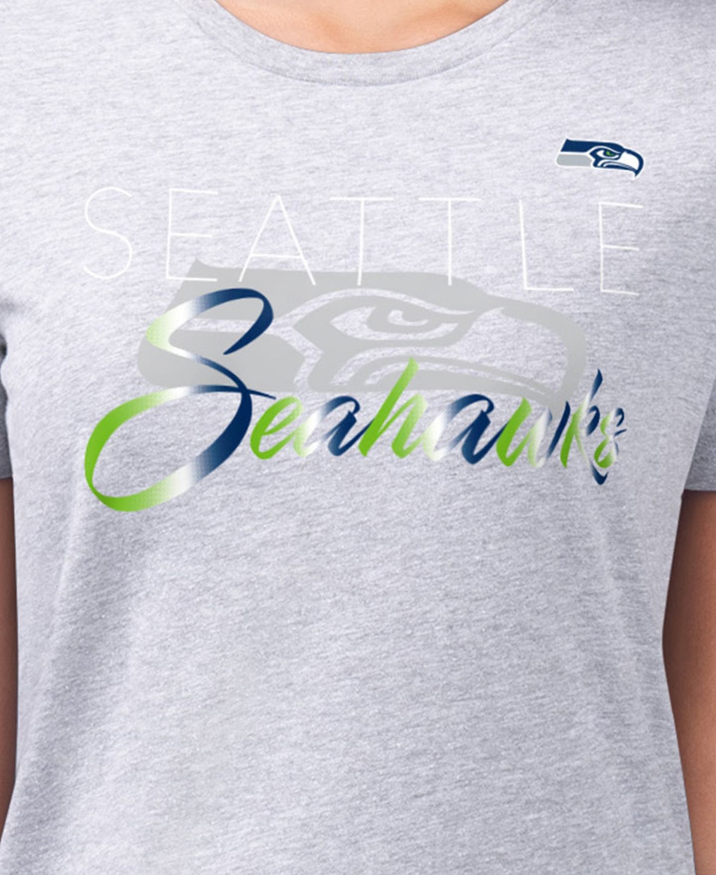 Женская футболка G-III 4Her by Carl Banks Gray Seattle Seahawks Super-Slim Fit Lightweight Shadow Logo — фото 3