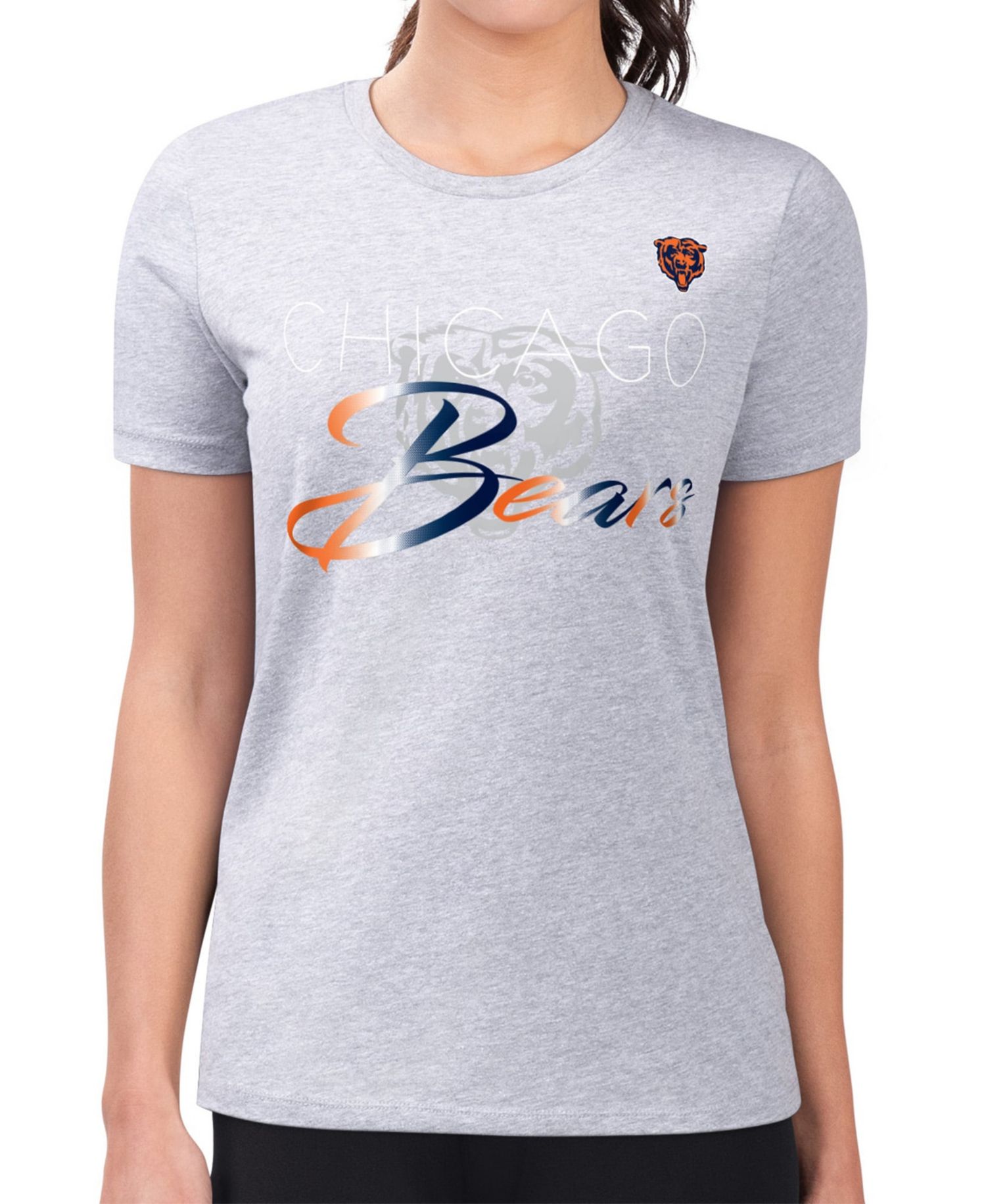 Women's Gray Chicago Bears Super-Slim Fit Lightweight Shadow Logo T-Shirt