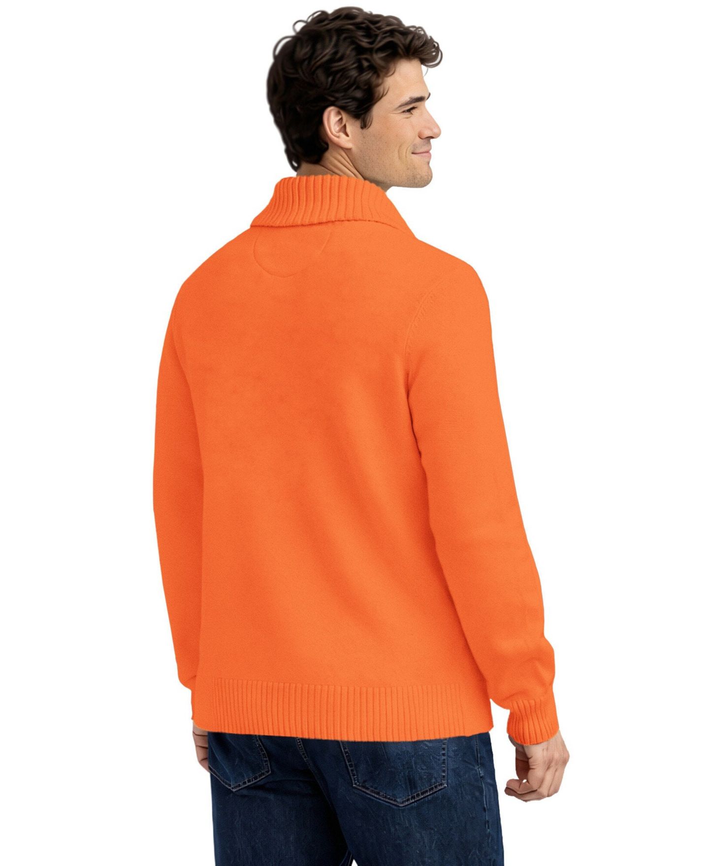 Мужской кардиган Starter Orange Denver Broncos Shawl Collar Heavy Knit Cardigan — фото 2