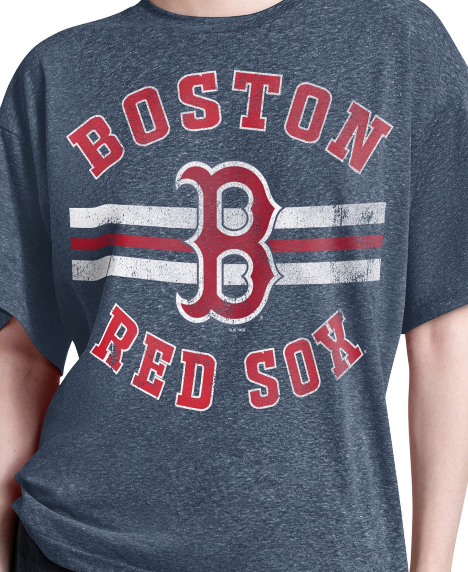 Women's Navy Boston Red Sox Jump Shot Boyfriend Tri-Blend T-Shirt