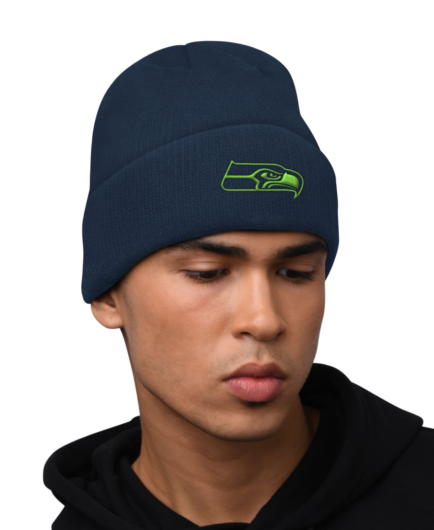Men's College Navy Seattle Seahawks Hoodie and Cuffed Knit Hat Combo Pack