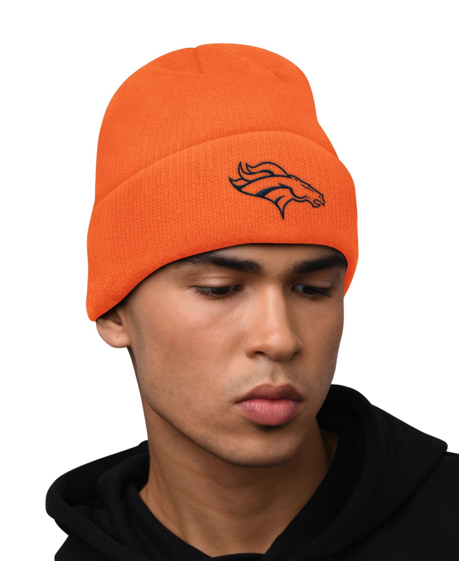 Men's Orange Denver Broncos Hoodie and Cuffed Knit Hat Combo Pack