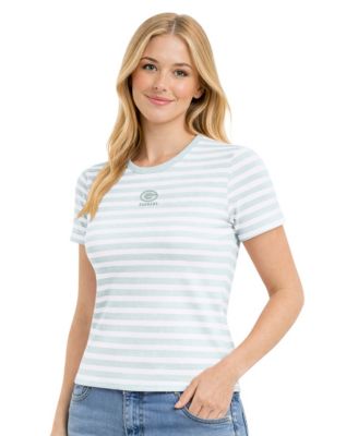 Women's  Mint Green Bay Packers Pastels Striped T-Shirt