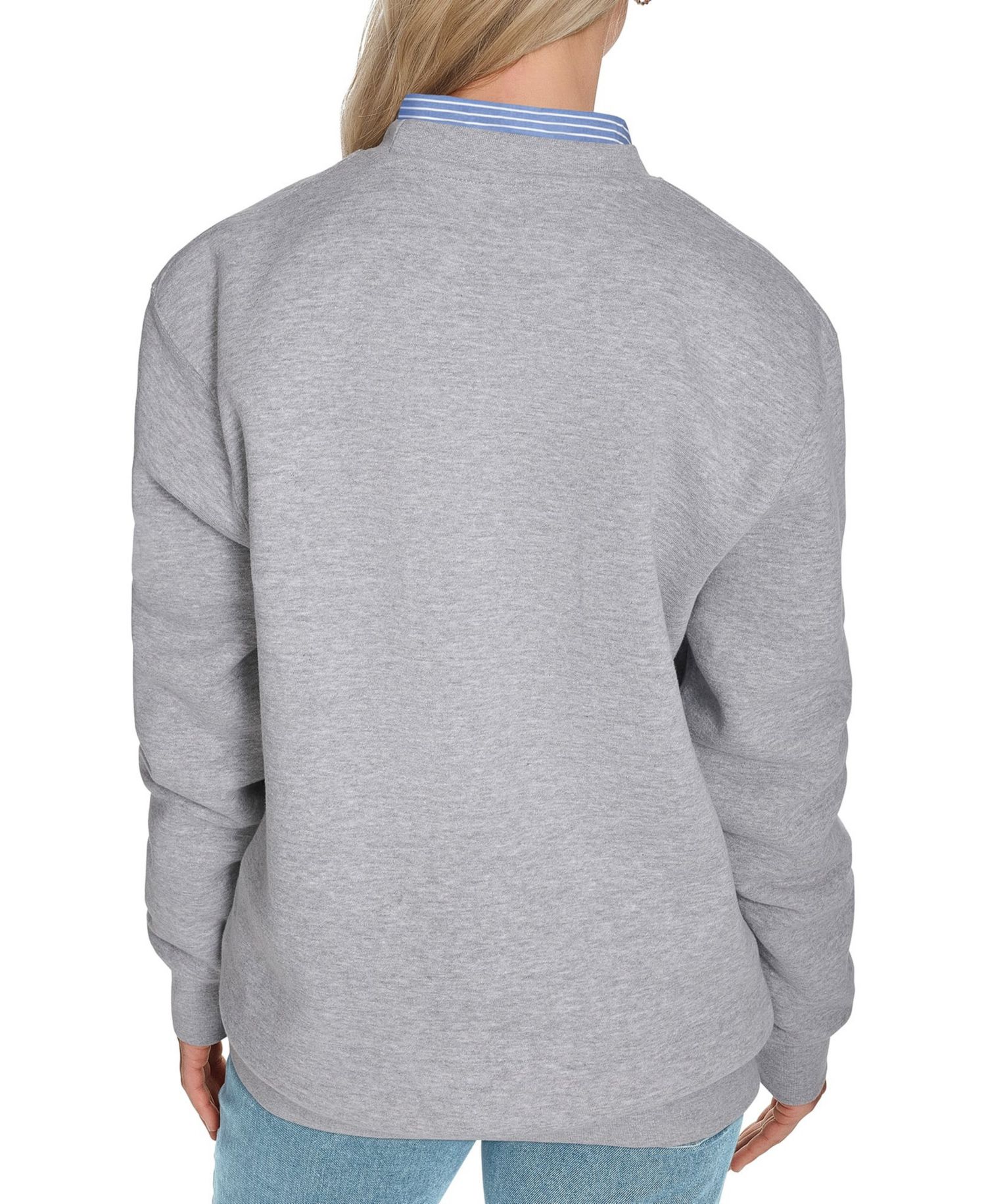 Women's Gray Cleveland Cavaliers Arch Stripe Fleece Crewneck Sweatshirt