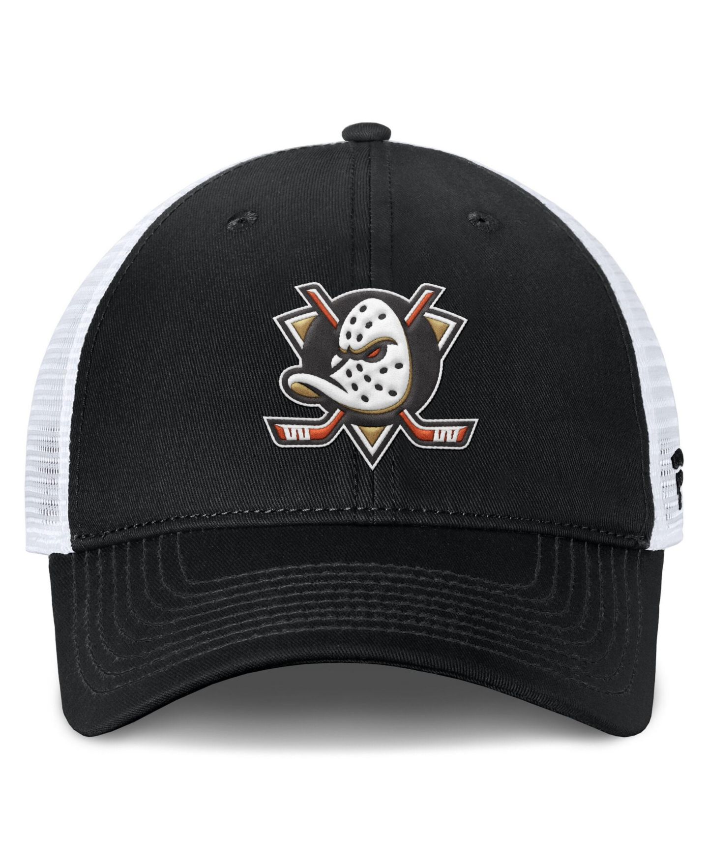 Мужская кепка Fanatics Black/White Anaheim Ducks Core Primary Logo Trucker Adjustable Hat — фото 2