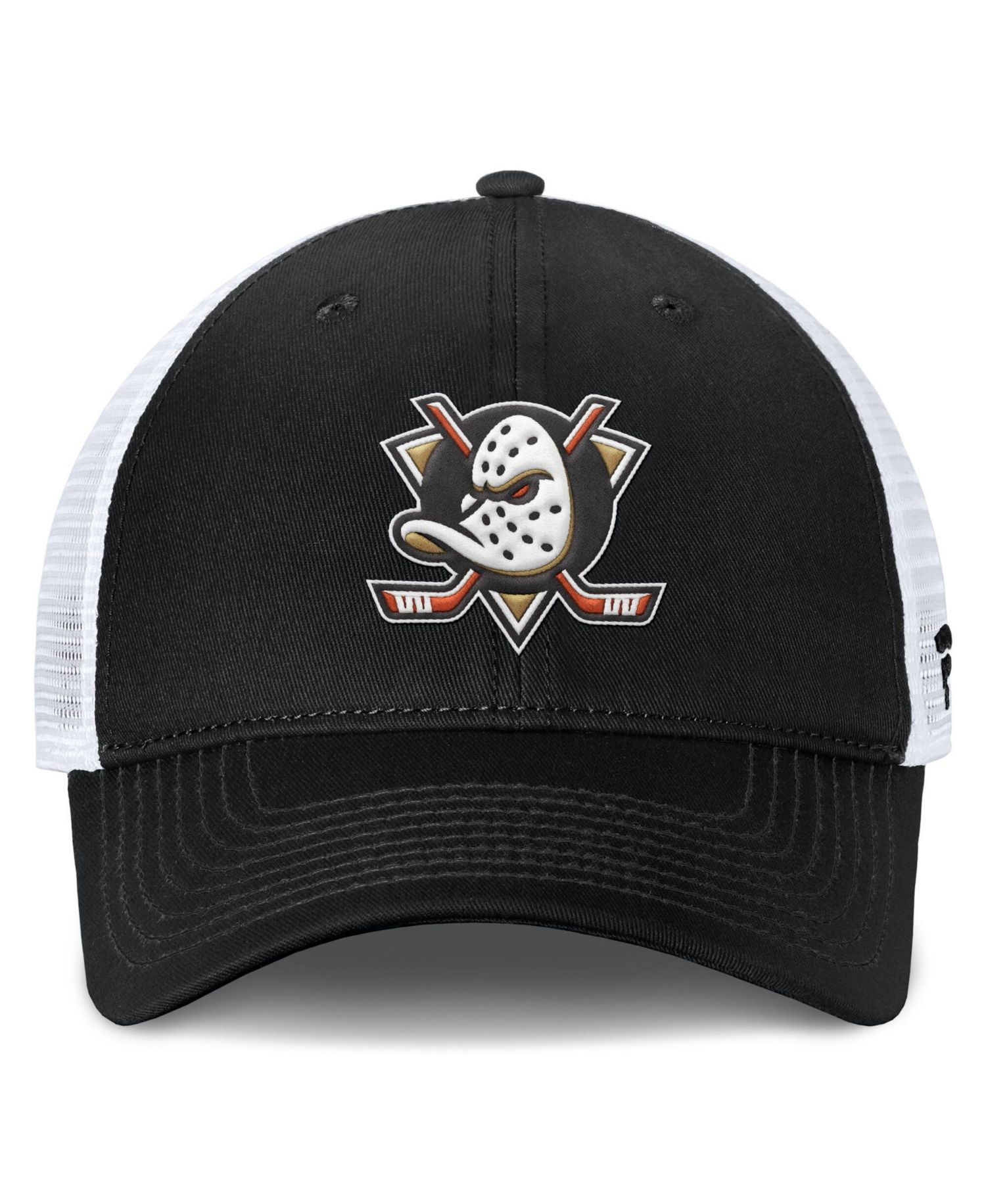 Men's Black/White Anaheim Ducks Core Primary Logo Trucker Adjustable Hat