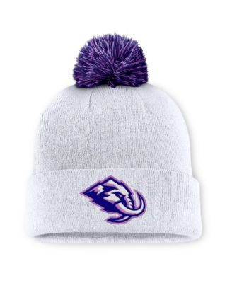 Men's  White Utah Mammoth Authentic Pro Hockey Fights Cancer Cuffed Knit Hat with Pom
