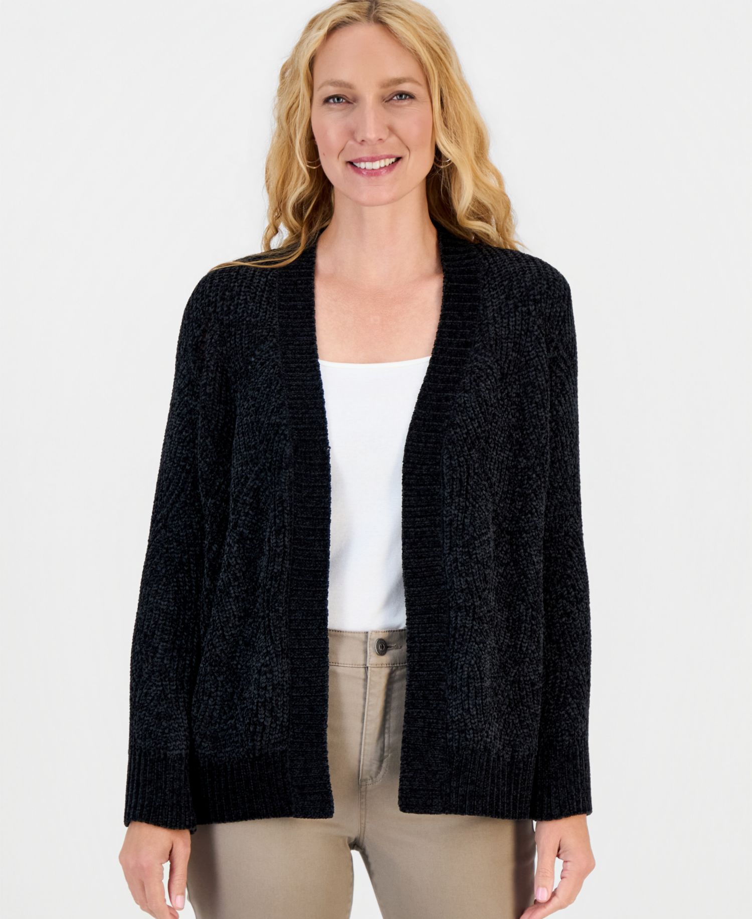 Women's Cable-Knit Chenille Cardigan