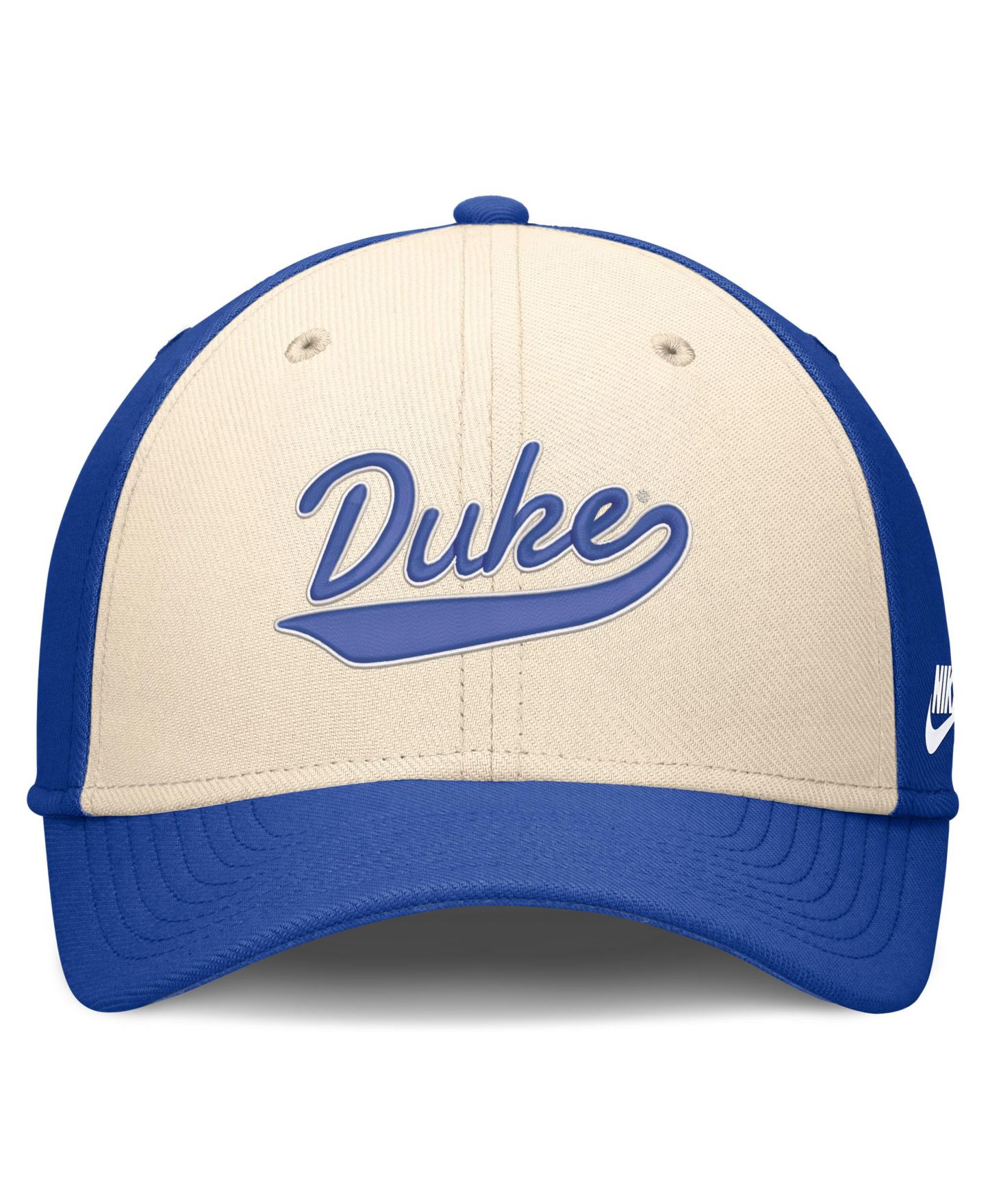 Мужской головной убор Nike Natural/Royal Duke Blue Devils Legacy Swooshflex Dri-FIT Hat — фото 2