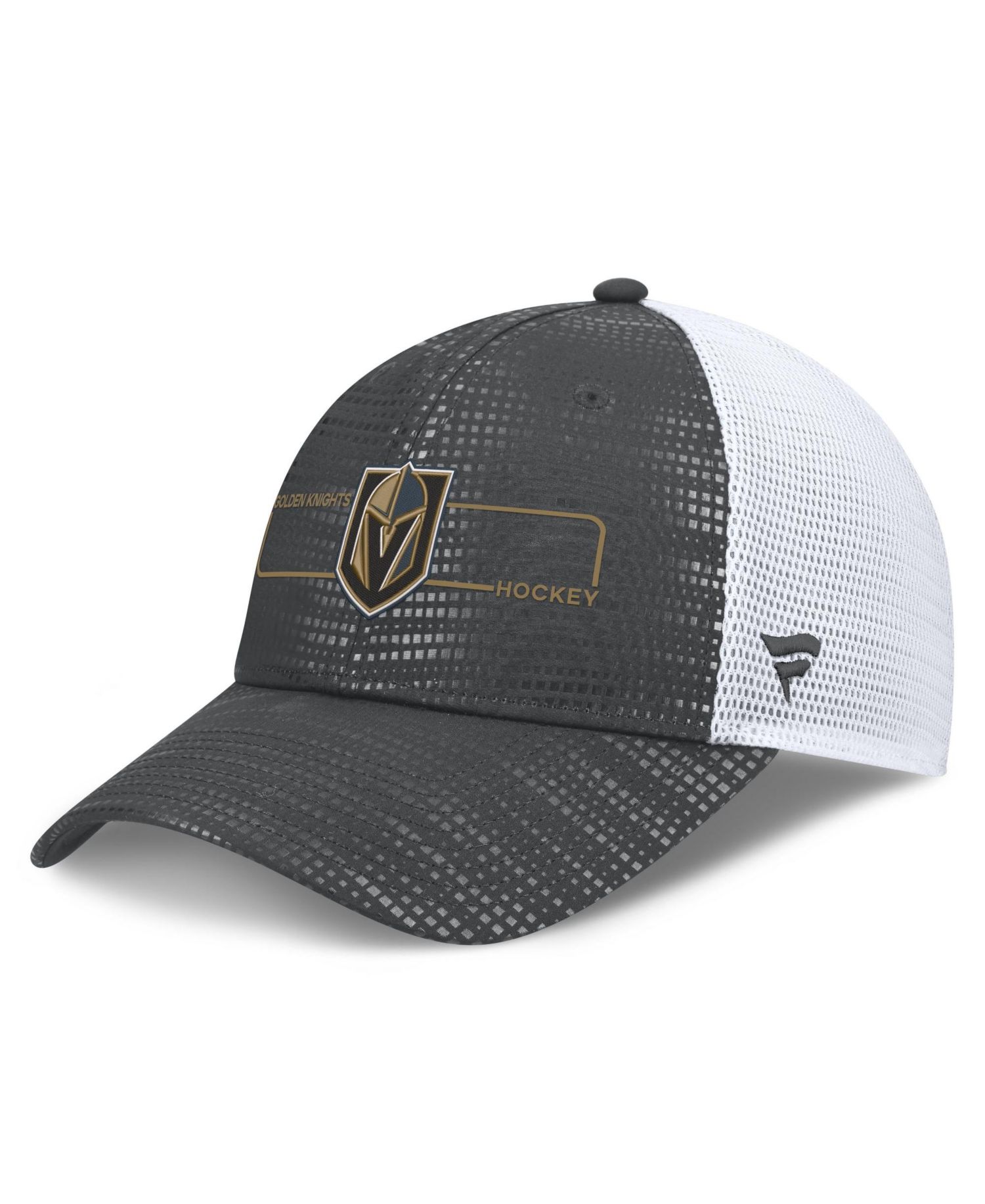 Men's Charcoal Vegas Golden Knights Authentic Pro Rink Boxed Logo Trucker Hat