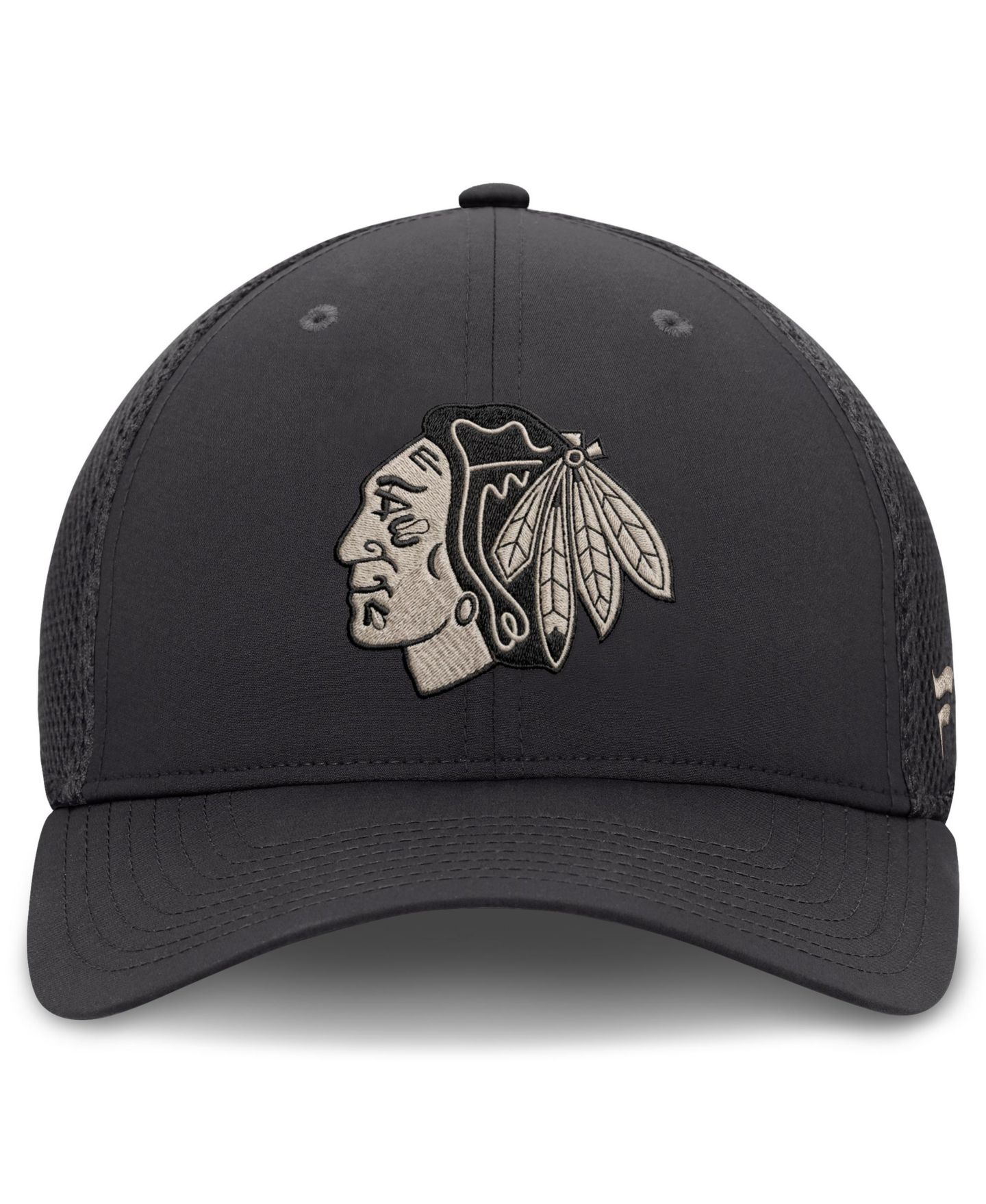 Мужской головной убор Fanatics Charcoal Chicago Blackhawks Road Meshback Stretch Hat — фото 2