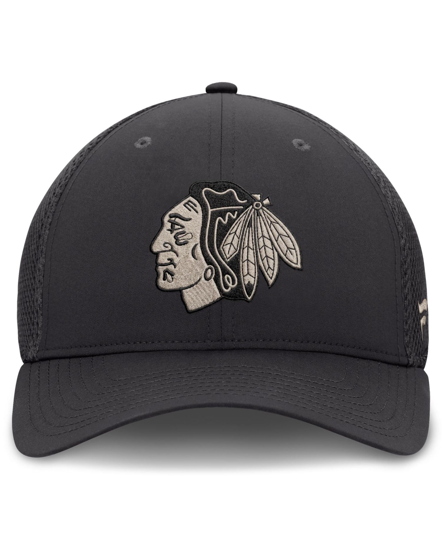 Men's Charcoal Chicago Blackhawks Road Meshback Stretch Hat