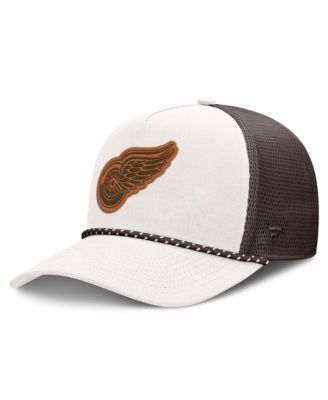 Men's  Cream/Brown Detroit Red Wings Level Up Bronco Rope A-Frame Trucker Adjustable Hat