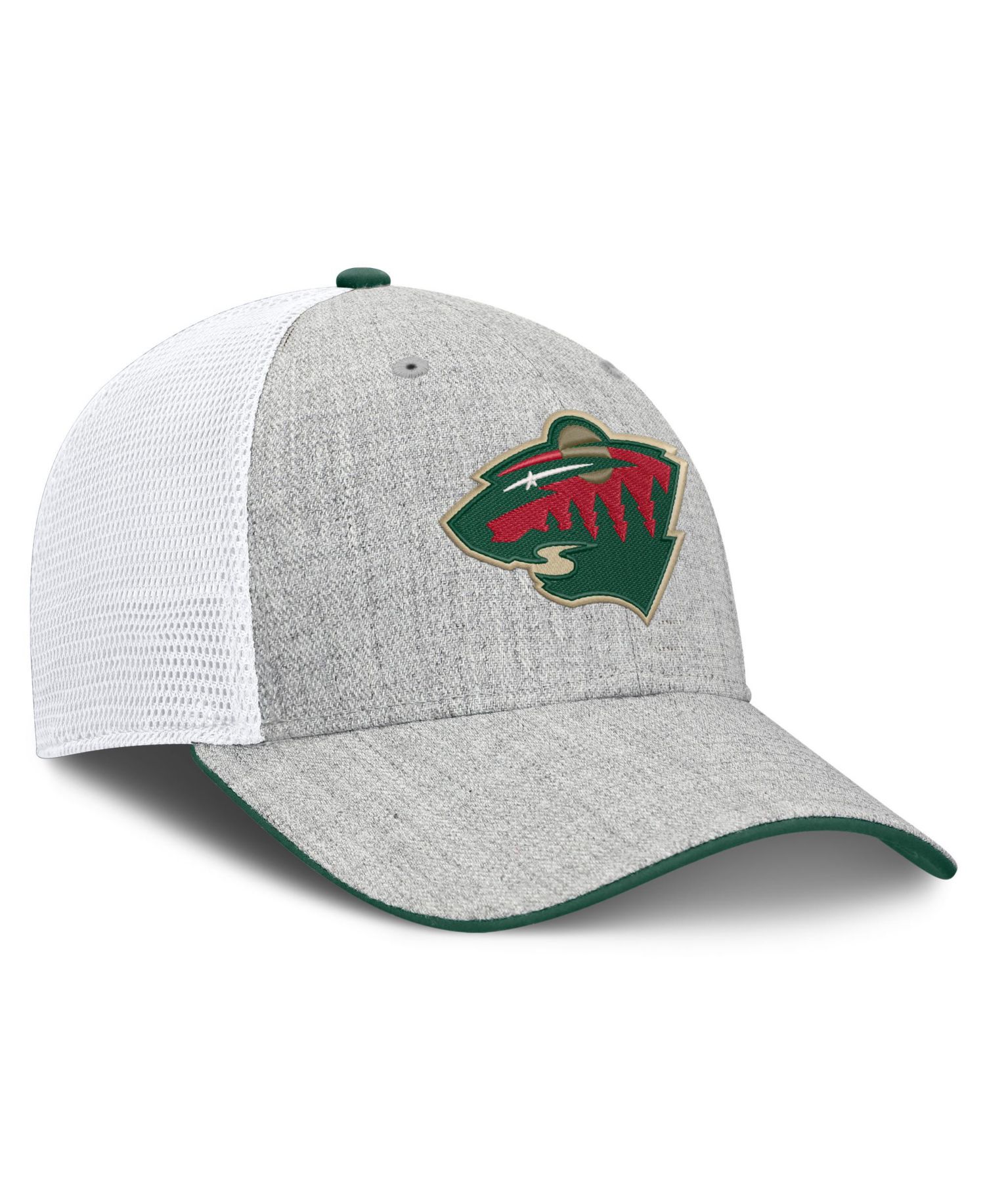 Men's Heather Gray/White Minnesota Wild Structured Trucker Adjustable Hat
