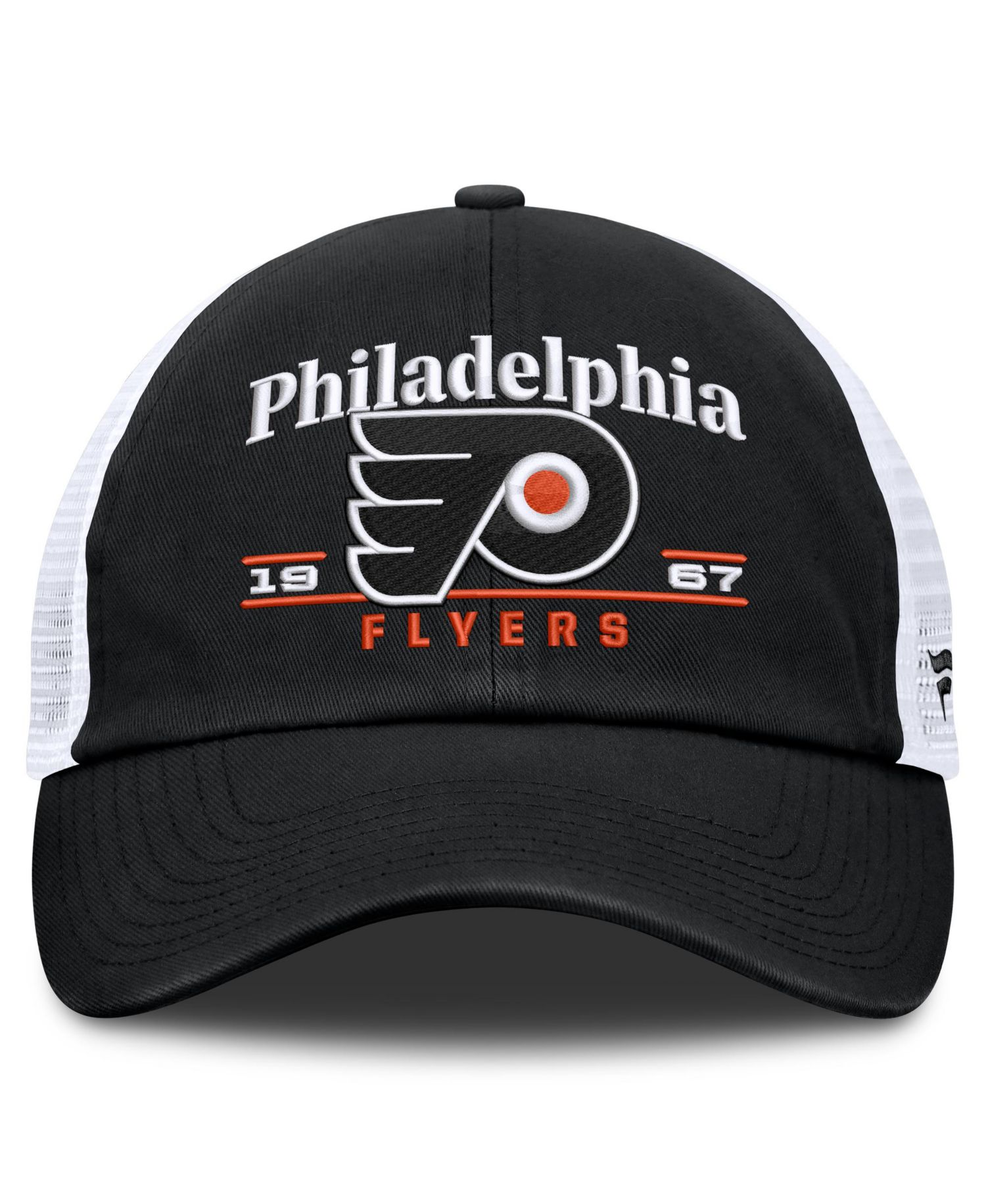 Men's Black Philadelphia Flyers Fundamental Underline Trucker Adjustable Hat