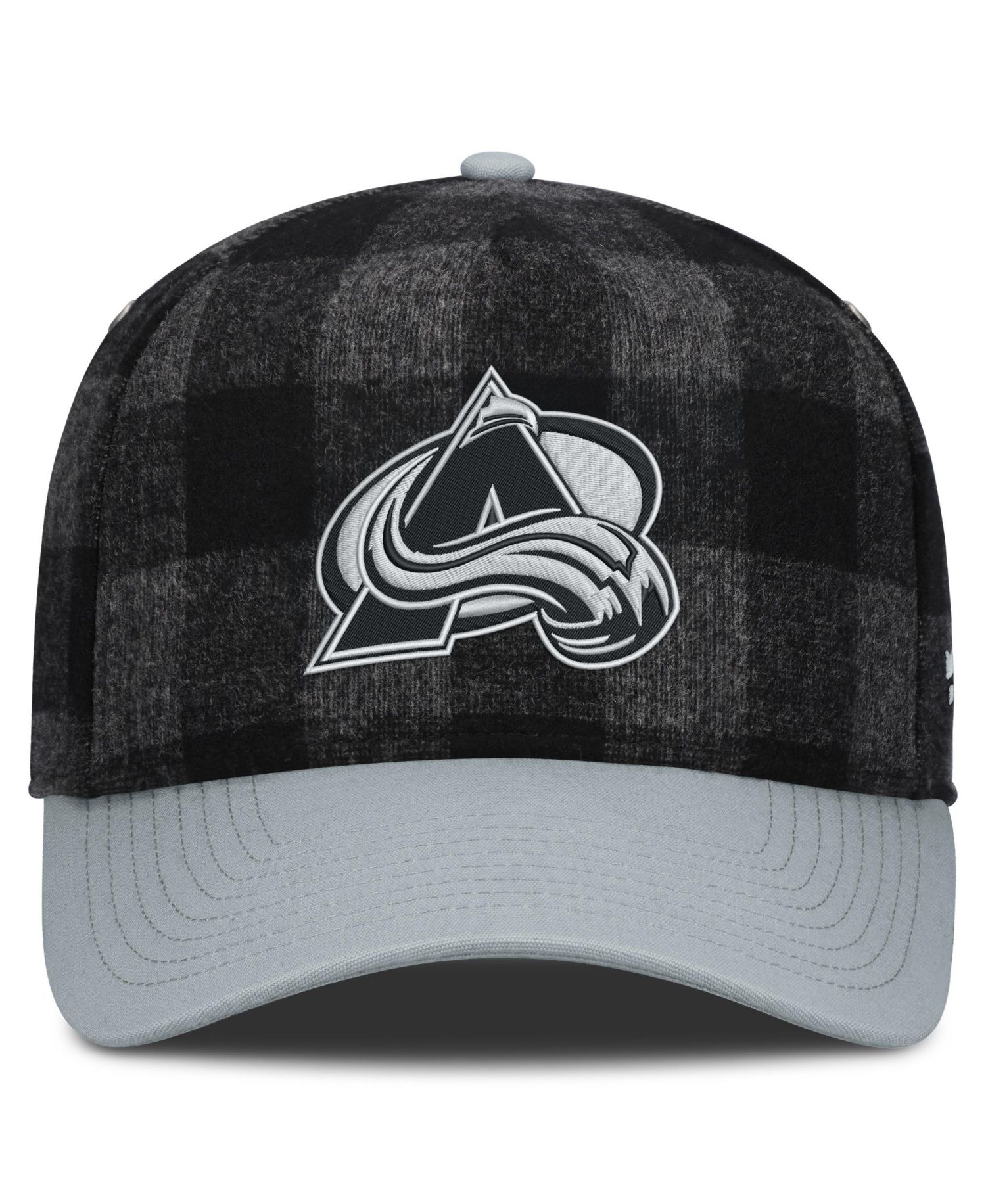 Men's Black/Gray Colorado Avalanche Huntsman Plaid A-Frame Adjustable Hat