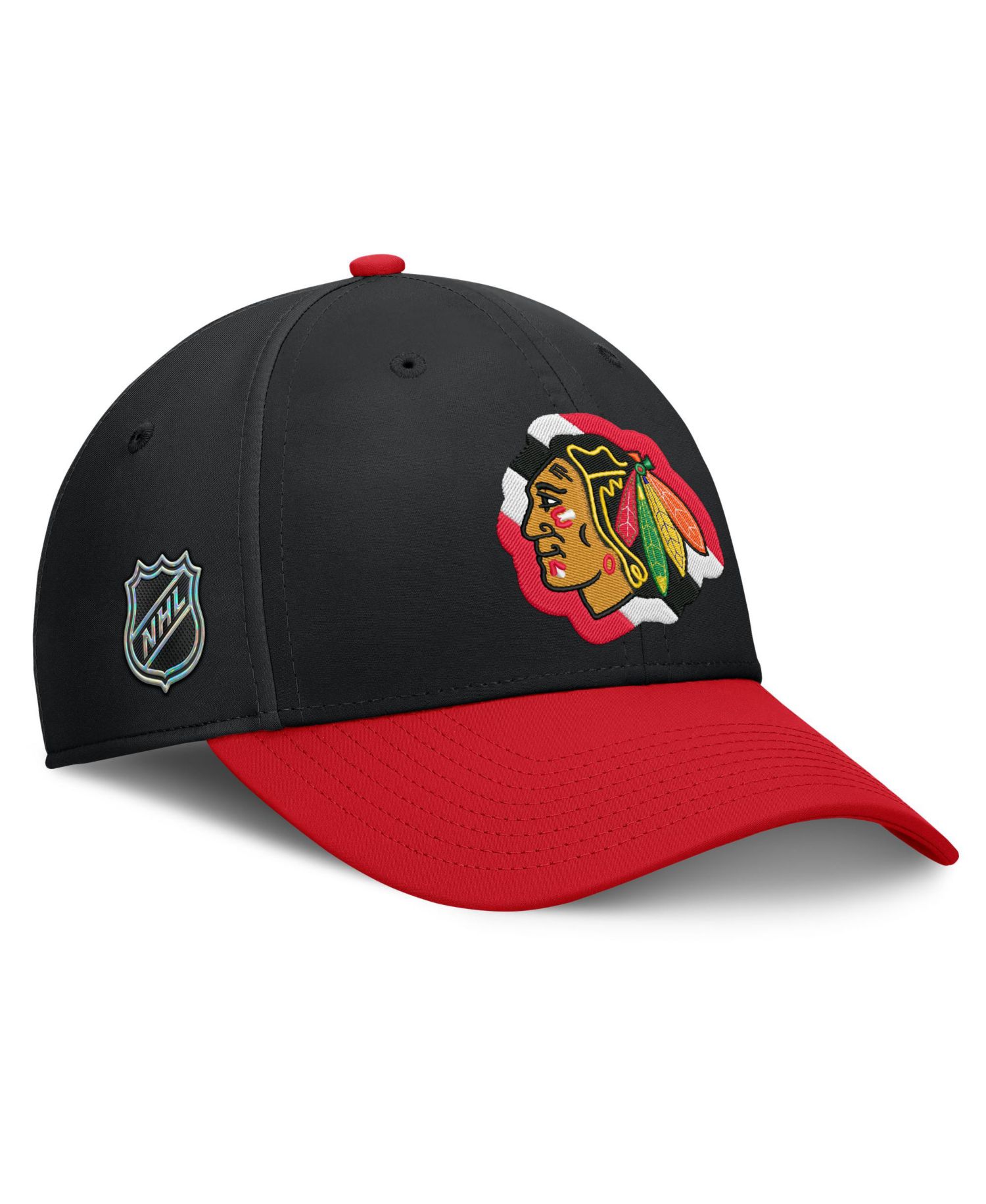Men's Black/Red Chicago Blackhawks Stretch Hat