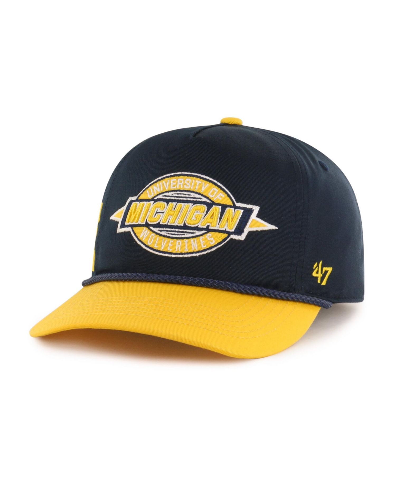 Big Boys and Girls '47 Navy Michigan Wolverines Frame Out Hitch Rope Adjustable Hat