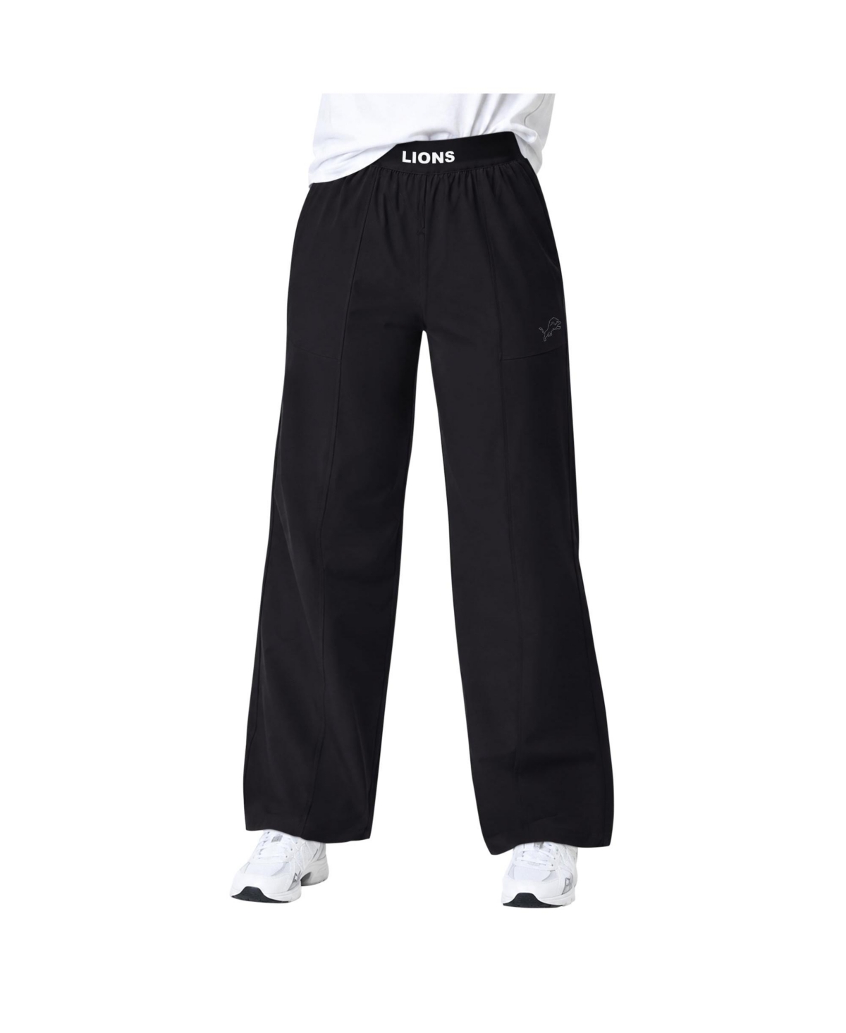 Starter Women's Detroit Lions Wide-Leg Elastic-Waist Trousers - Black