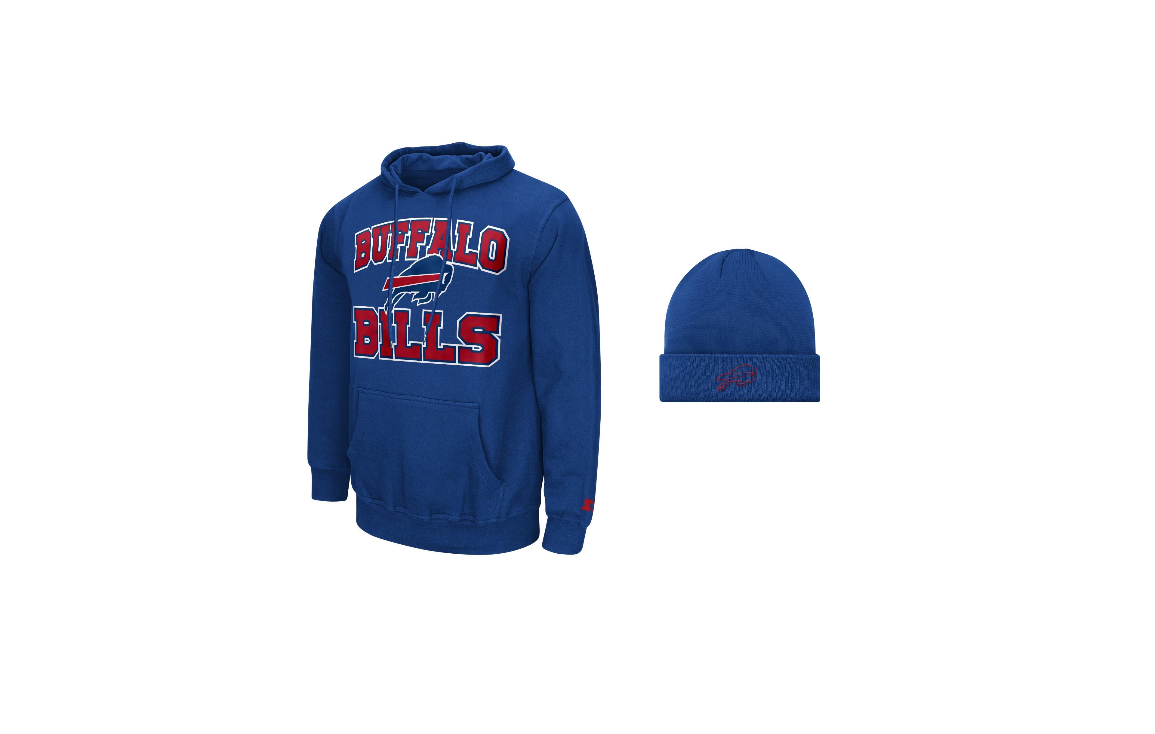 Starter Men's Buffalo Bills Fleece-Lined Cotton-Blend Hoodie and Cuffed Knit Hat, 2-Piece Set