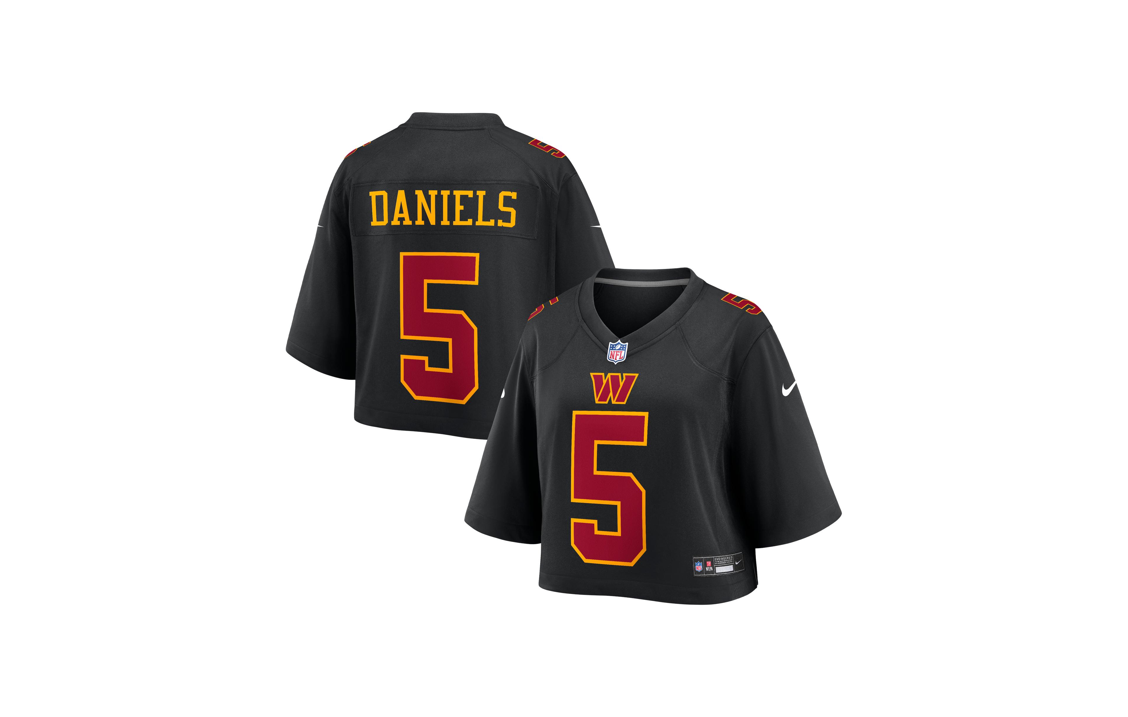Nike Women's Jayden Daniels Washington Commanders Cropped V-Neck Fashion Game Jersey